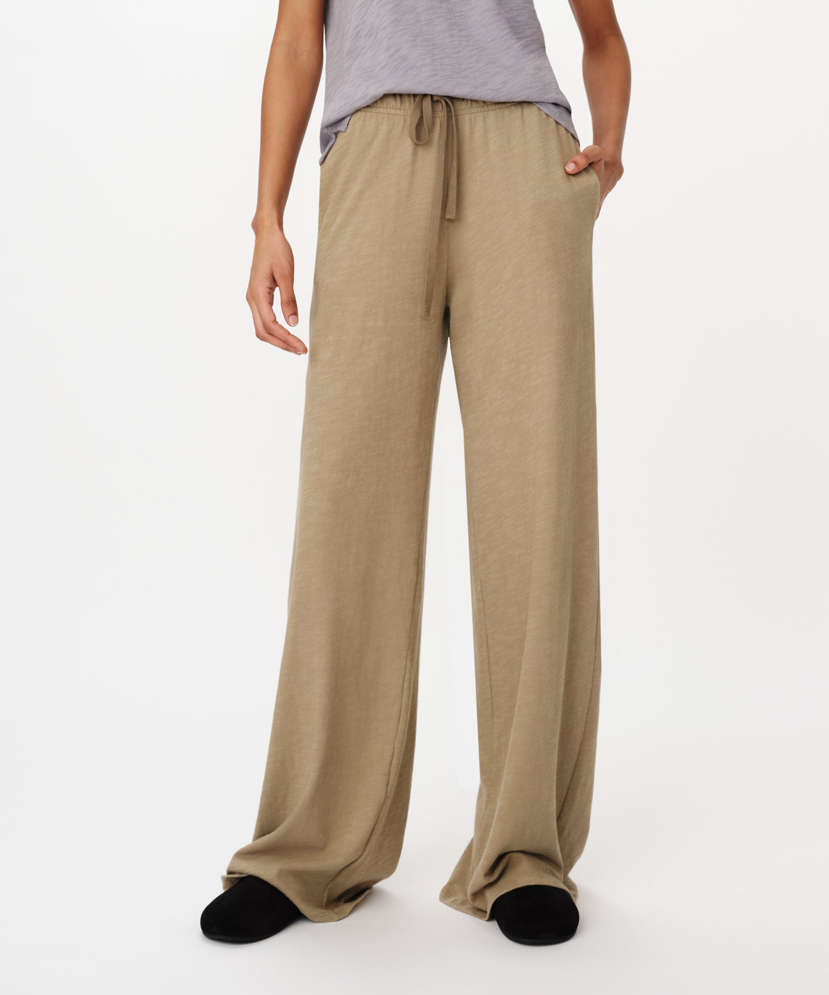 Faded Army Heavy Slub Jersey Wide Leg Pant |  Women's Pants by ATM Anthony Thomas Melillo