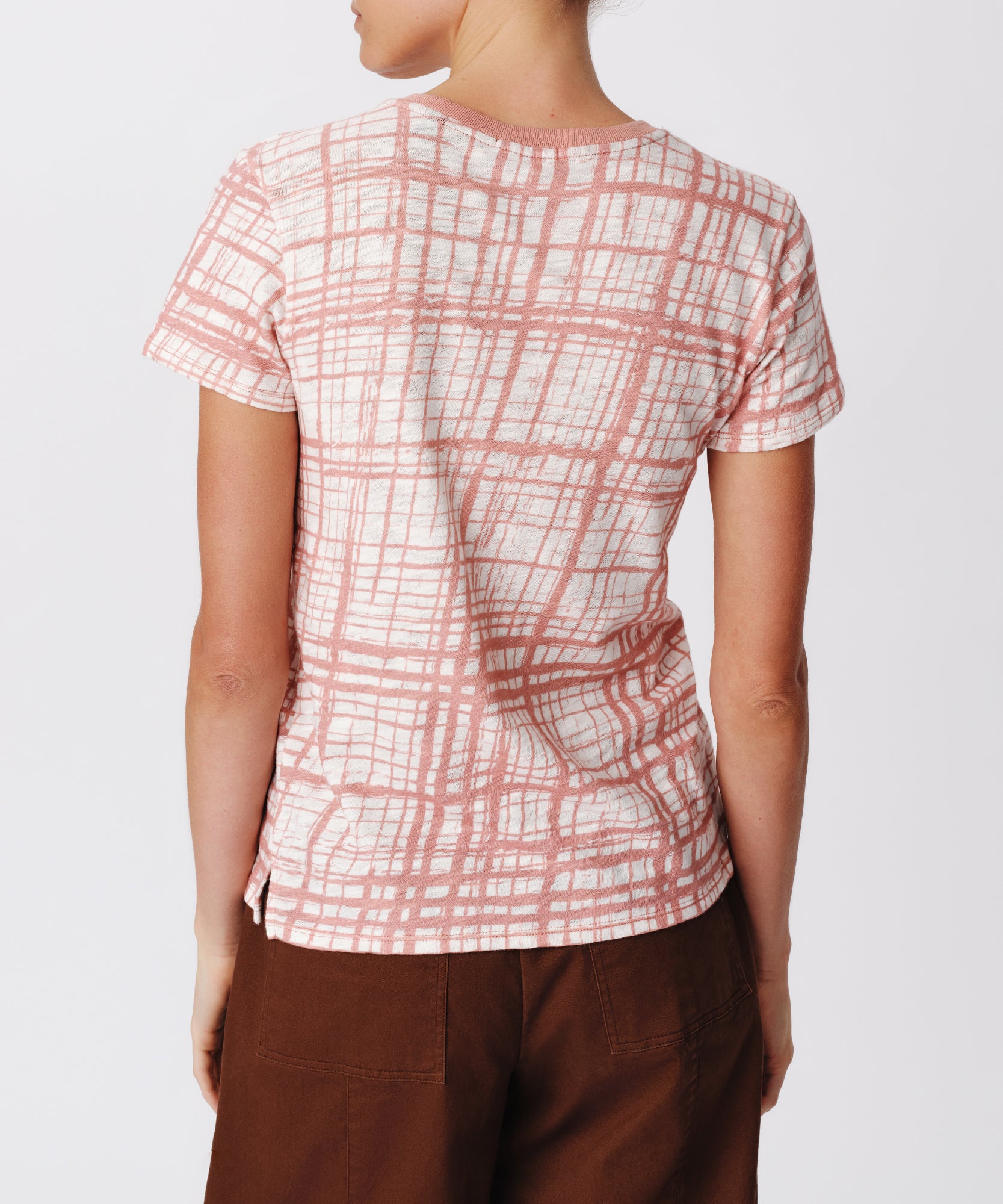 Slub Jersey with Crosshatch Schoolboy Short Sleeve Crew Neck Tee |  Women's Cotton Short Sleeve Tee by ATM Anthony Thomas Melillo