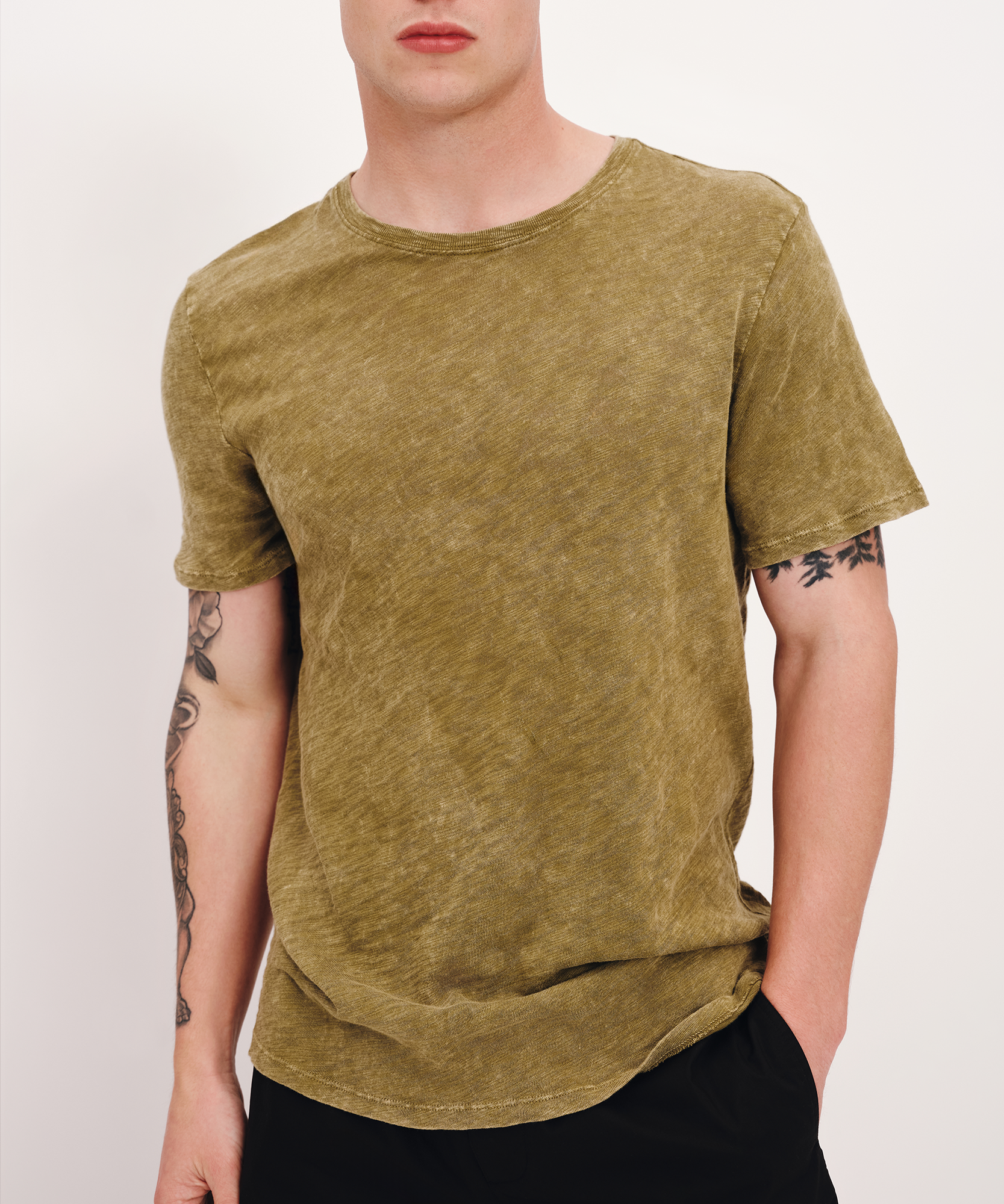 Slub Jersey with Chroma Wash Short Sleeve Crew Neck Tee |  Men's Cotton Short Sleeve Tee by ATM Anthony Thomas Melillo