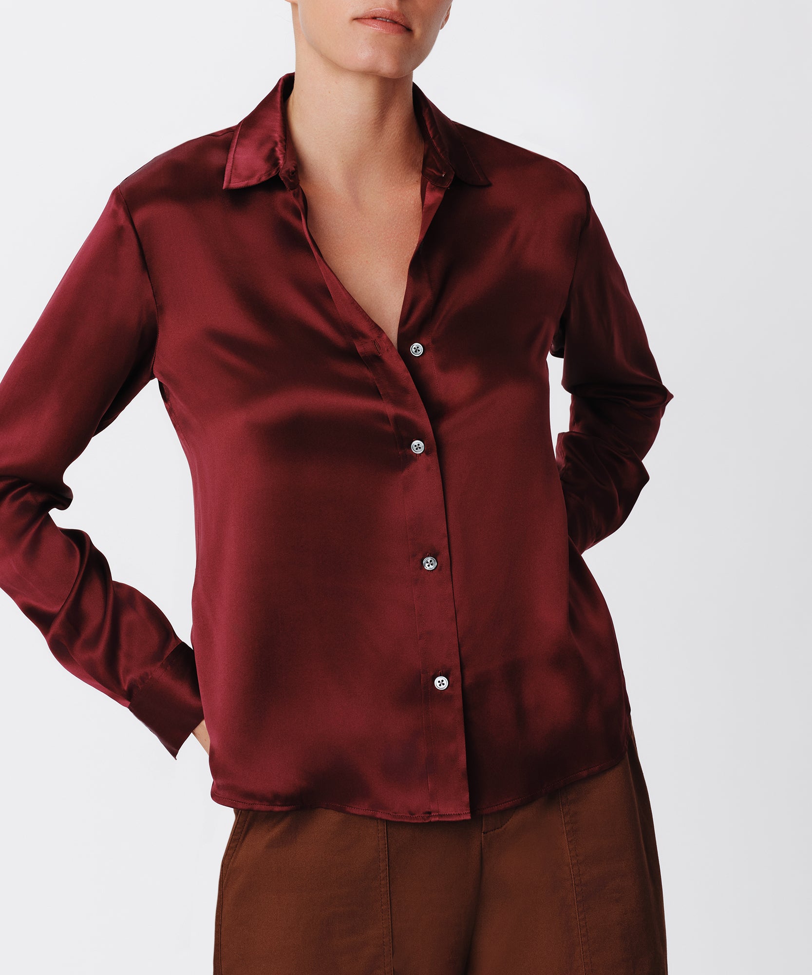 Silk Charmeuse Classic Shirt |  Women's Top by ATM Anthony Thomas Melillo