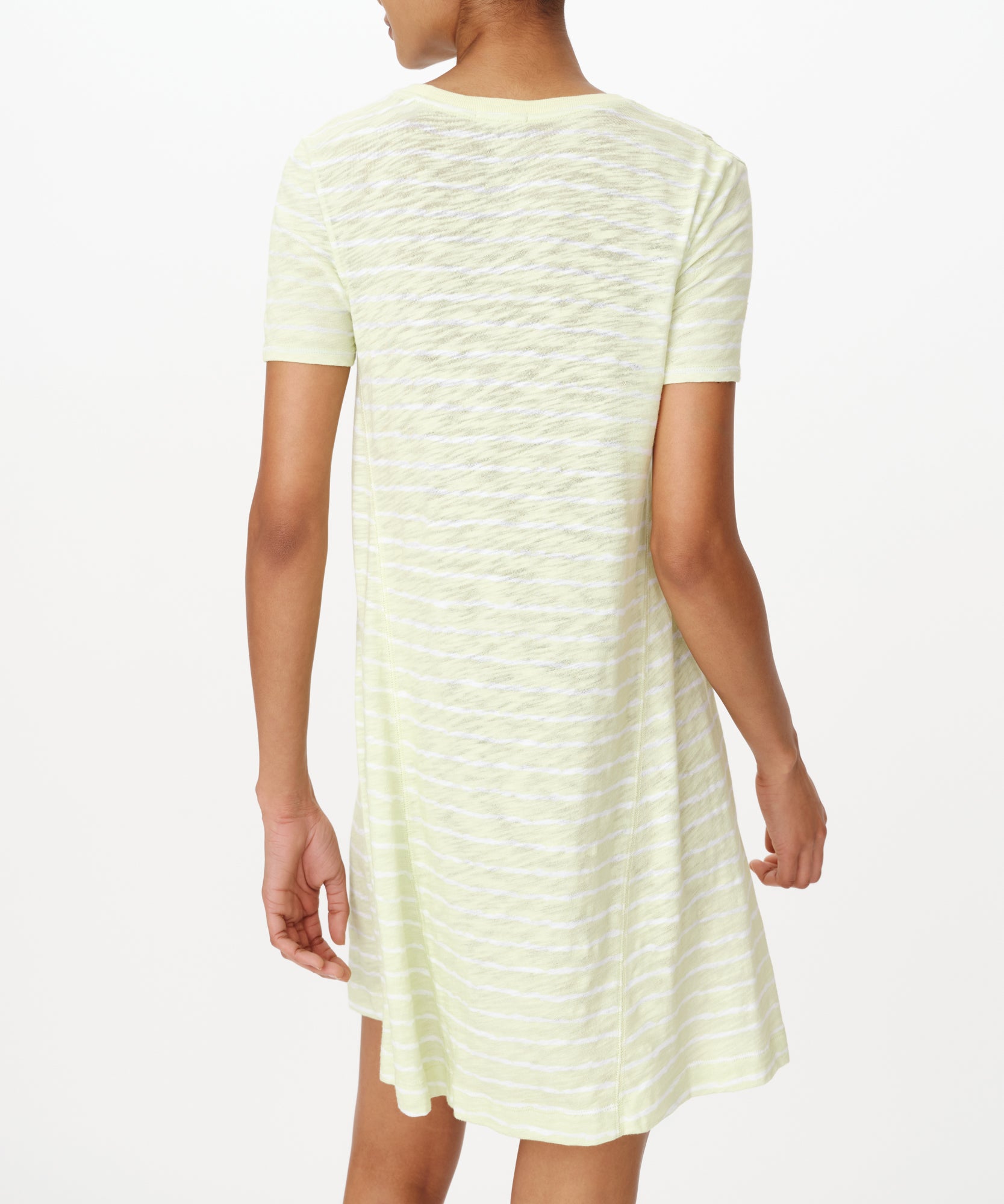Mint Tint Slub Jersey with Stripe Short Sleeve A-Line Dress |  Women's Dress by ATM Anthony Thomas Melillo