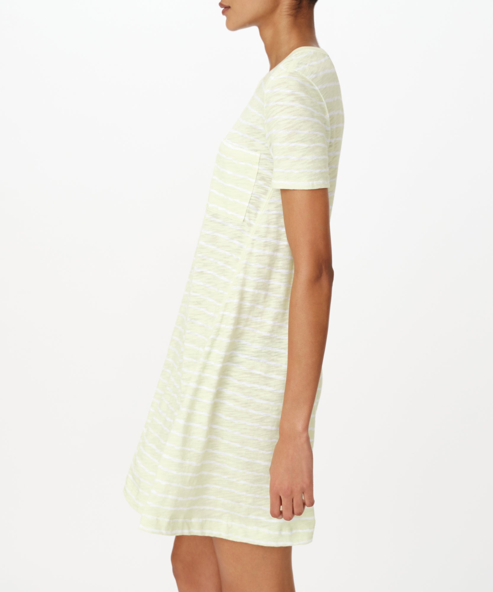 Mint Tint Slub Jersey with Stripe Short Sleeve A-Line Dress |  Women's Dress by ATM Anthony Thomas Melillo