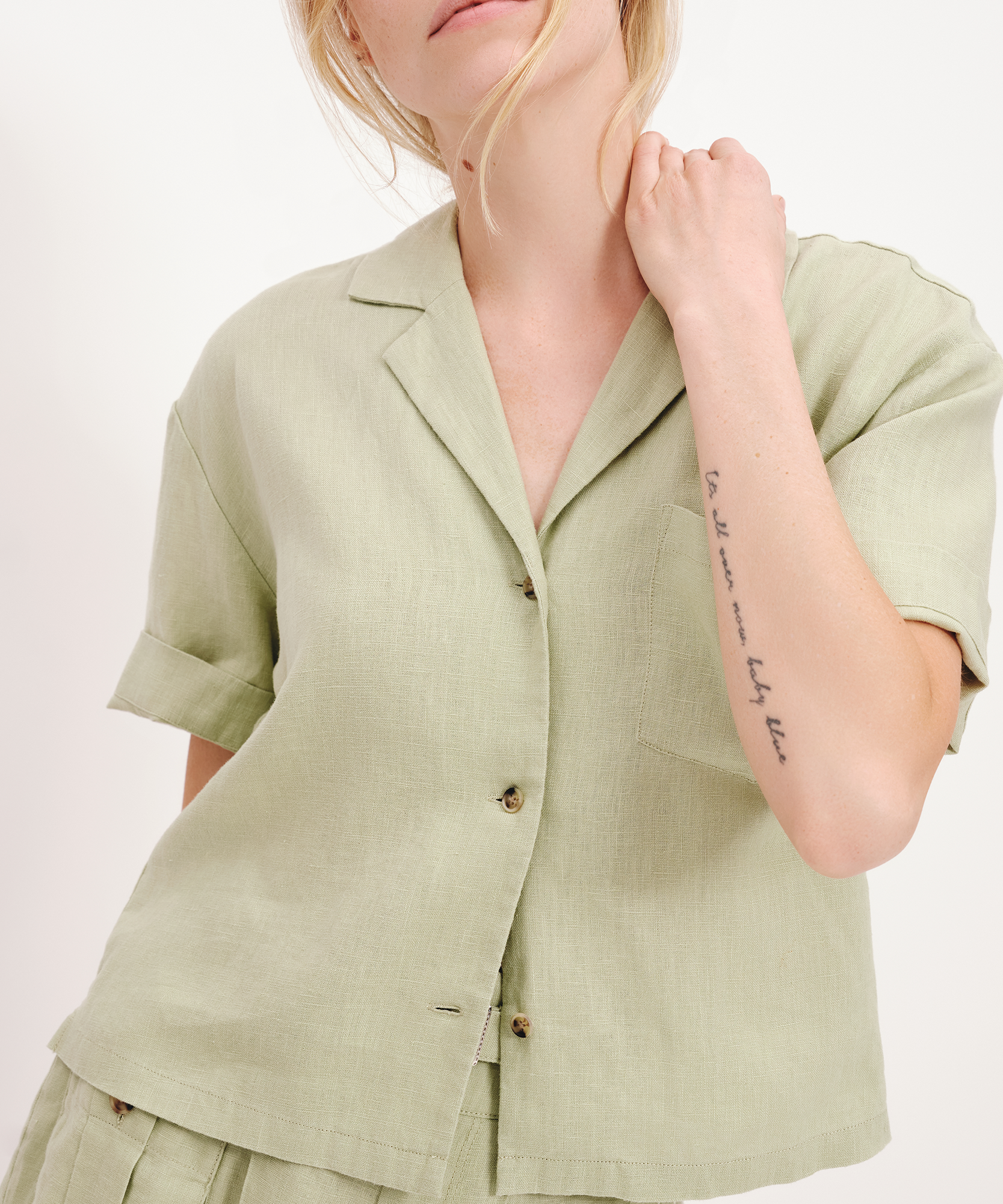 Heavyweight Linen Camp Shirt |  Women's Top by ATM Anthony Thomas Melillo