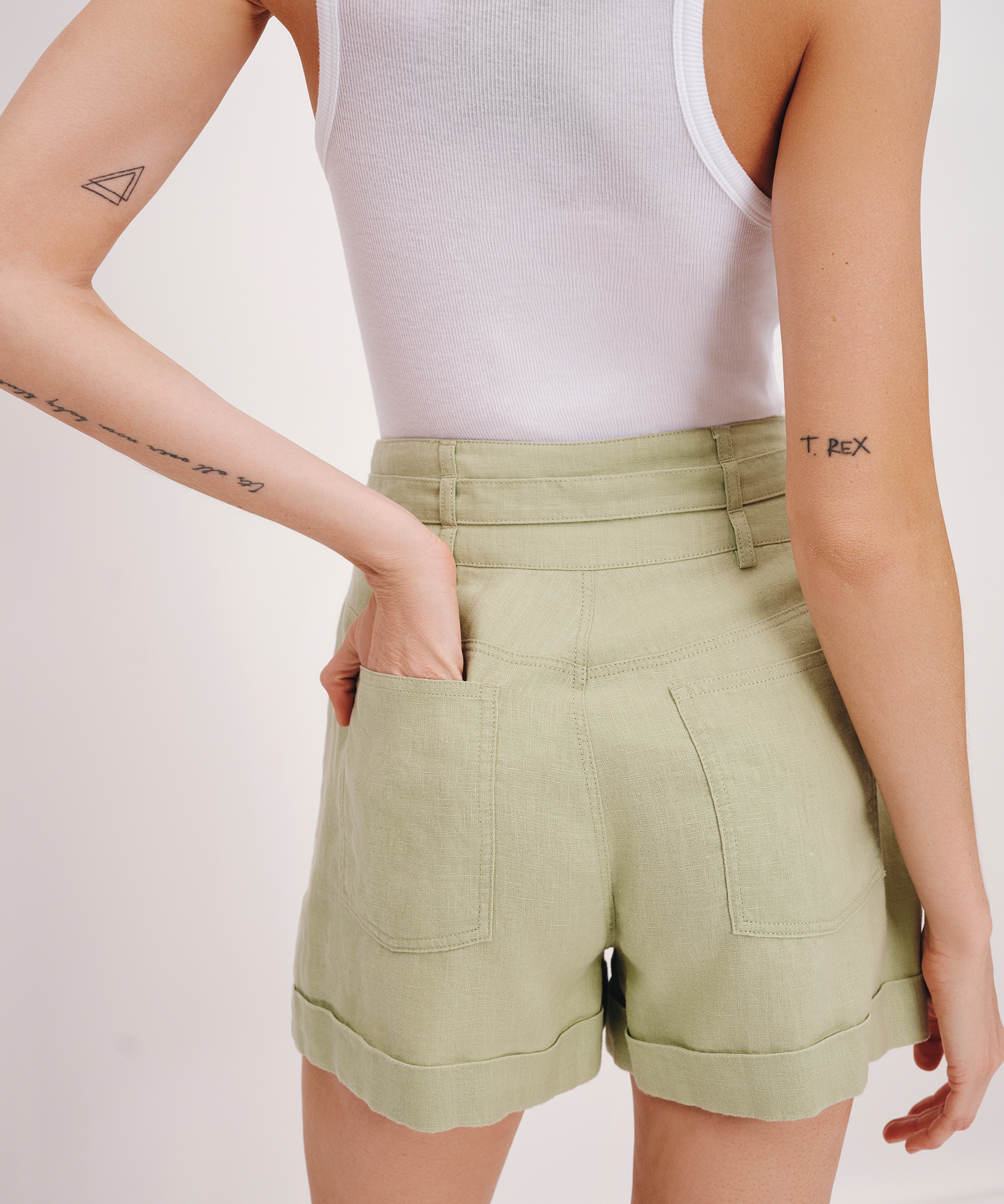 Heavyweight Linen High Waisted Shorts |  Women's Shorts by ATM Anthony Thomas Melillo