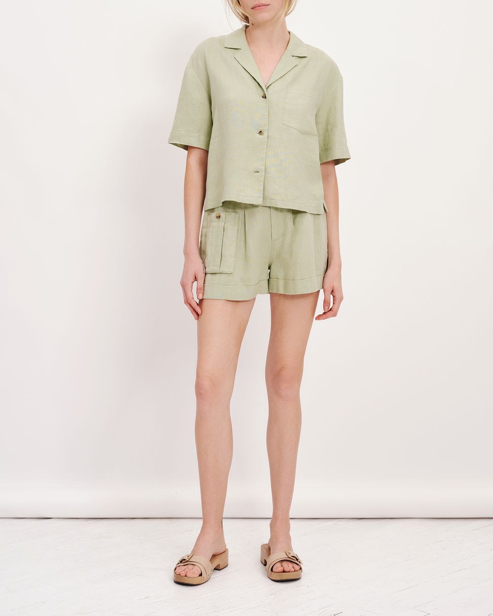 Heavyweight Linen High Waisted Shorts |  Women's Shorts by ATM Anthony Thomas Melillo