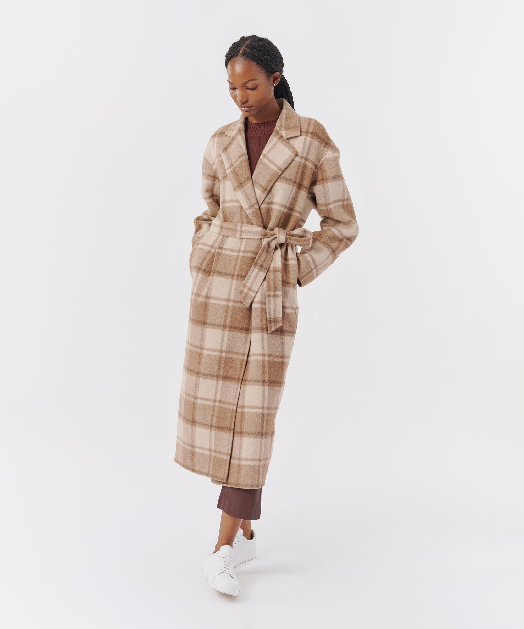 Checkered clearance wool coat