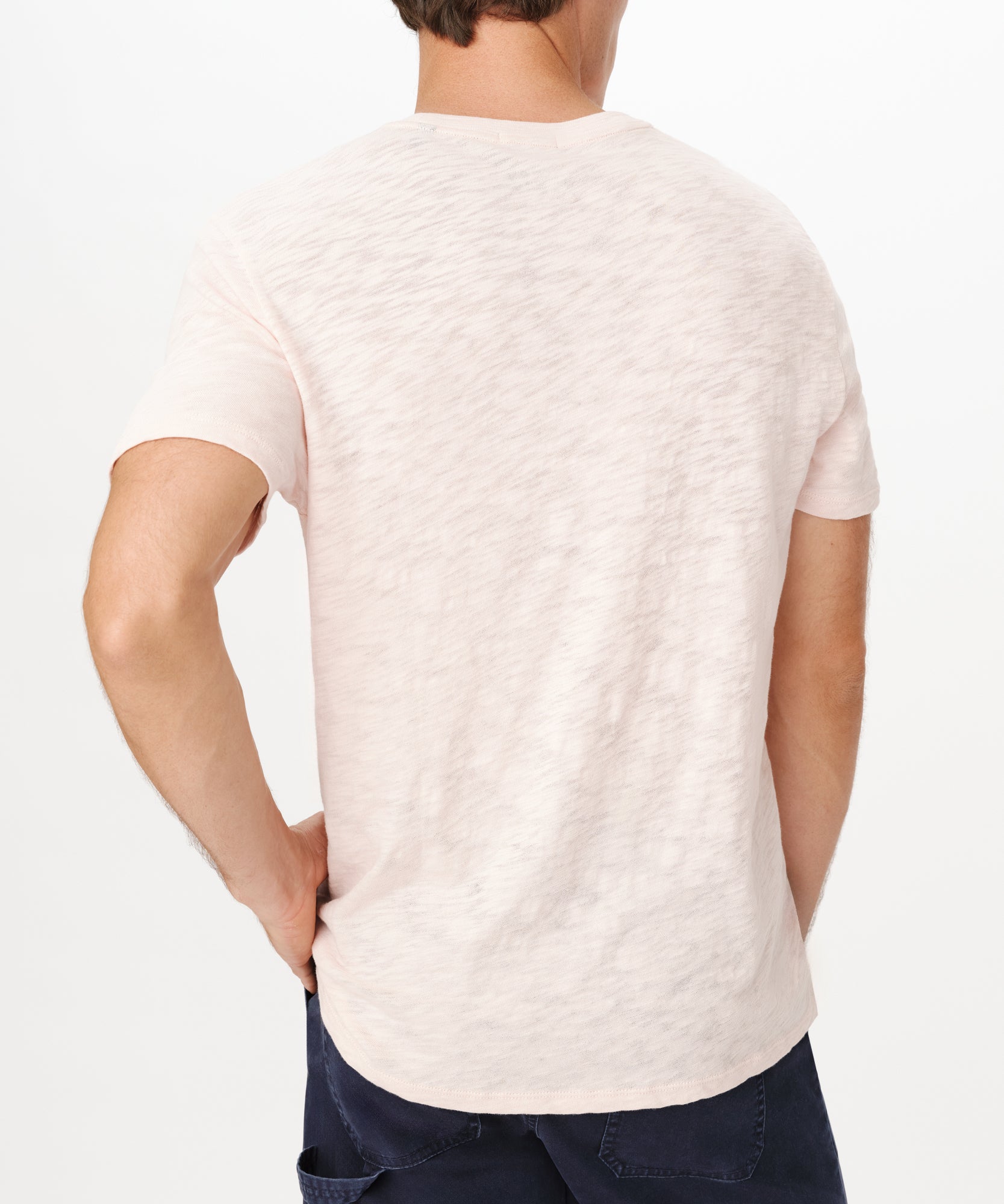 Oyster Pink Slub Jersey Short Sleeve Crew Neck Tee |  Men's Cotton Short Sleeve Tee by ATM Anthony Thomas Melillo