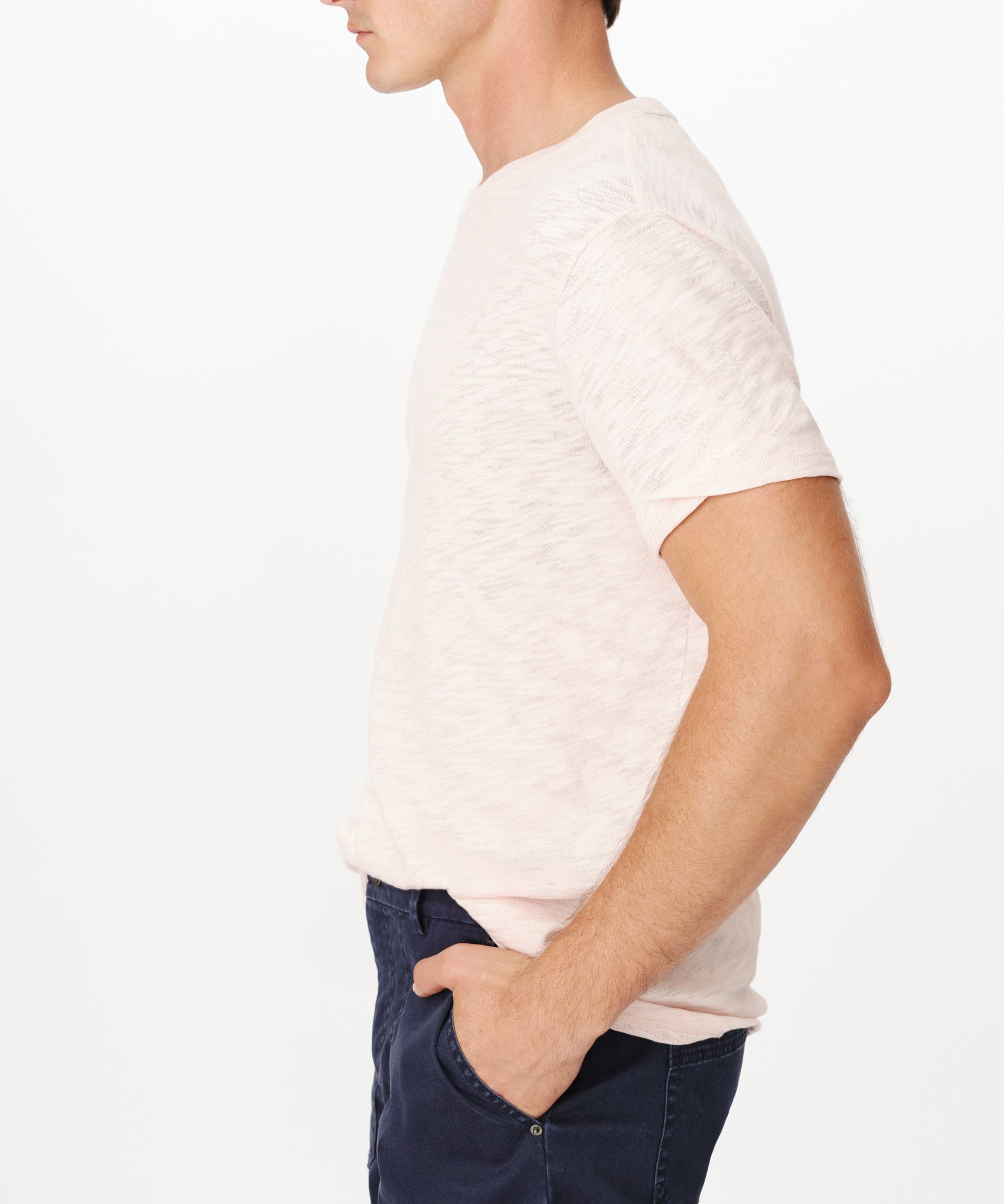 Oyster Pink Slub Jersey Short Sleeve Crew Neck Tee |  Men's Cotton Short Sleeve Tee by ATM Anthony Thomas Melillo
