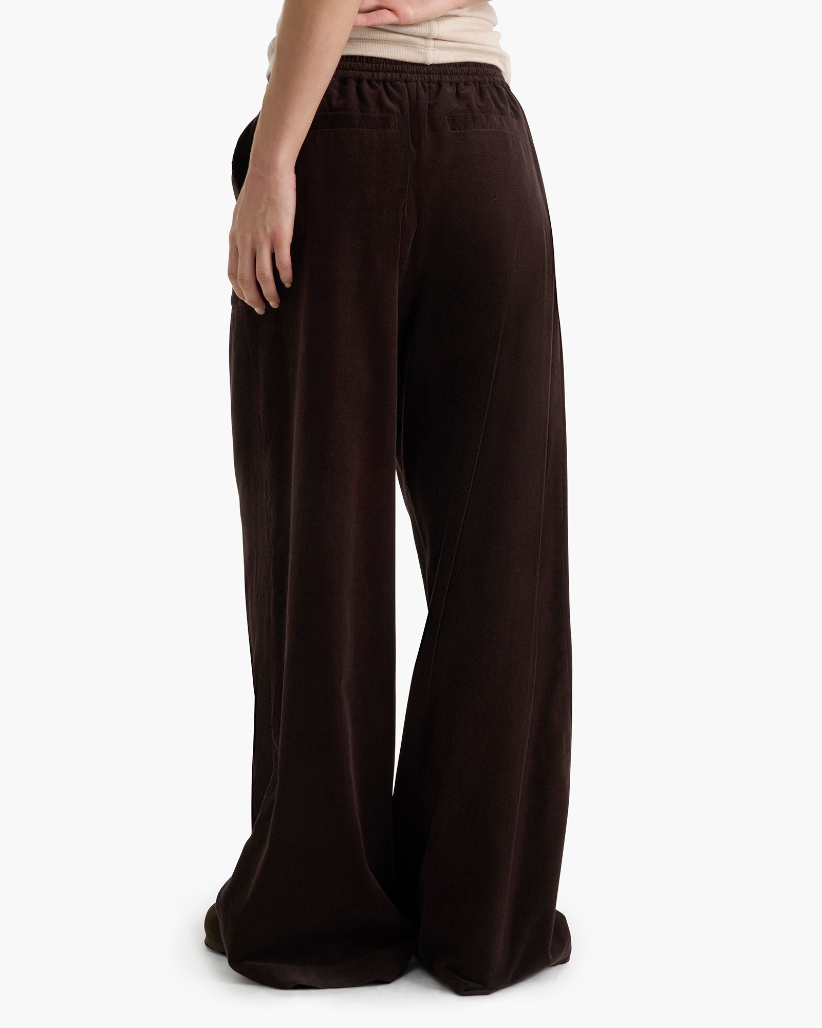 Wide Leg Corduroy Pull On Pant - Dark Chocolate