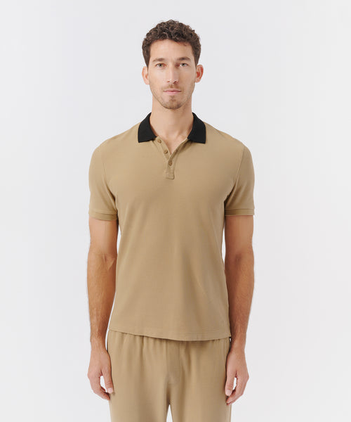 Cotton Polo Shirt in Soft fawn - Men