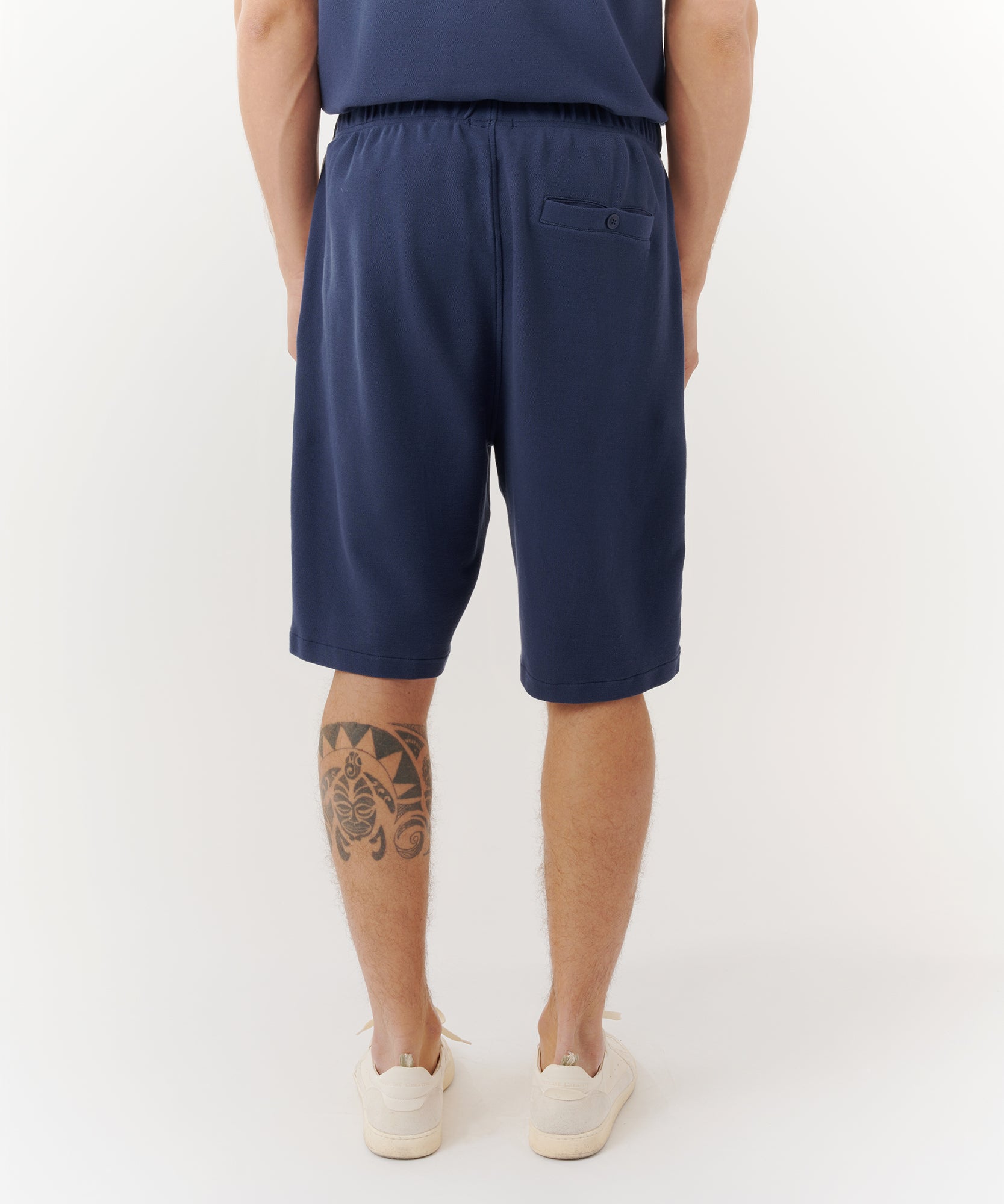 True Navy Cotton Pique Pull-On Shorts | Men's Shorts by ATM Anthony Thomas Melillo