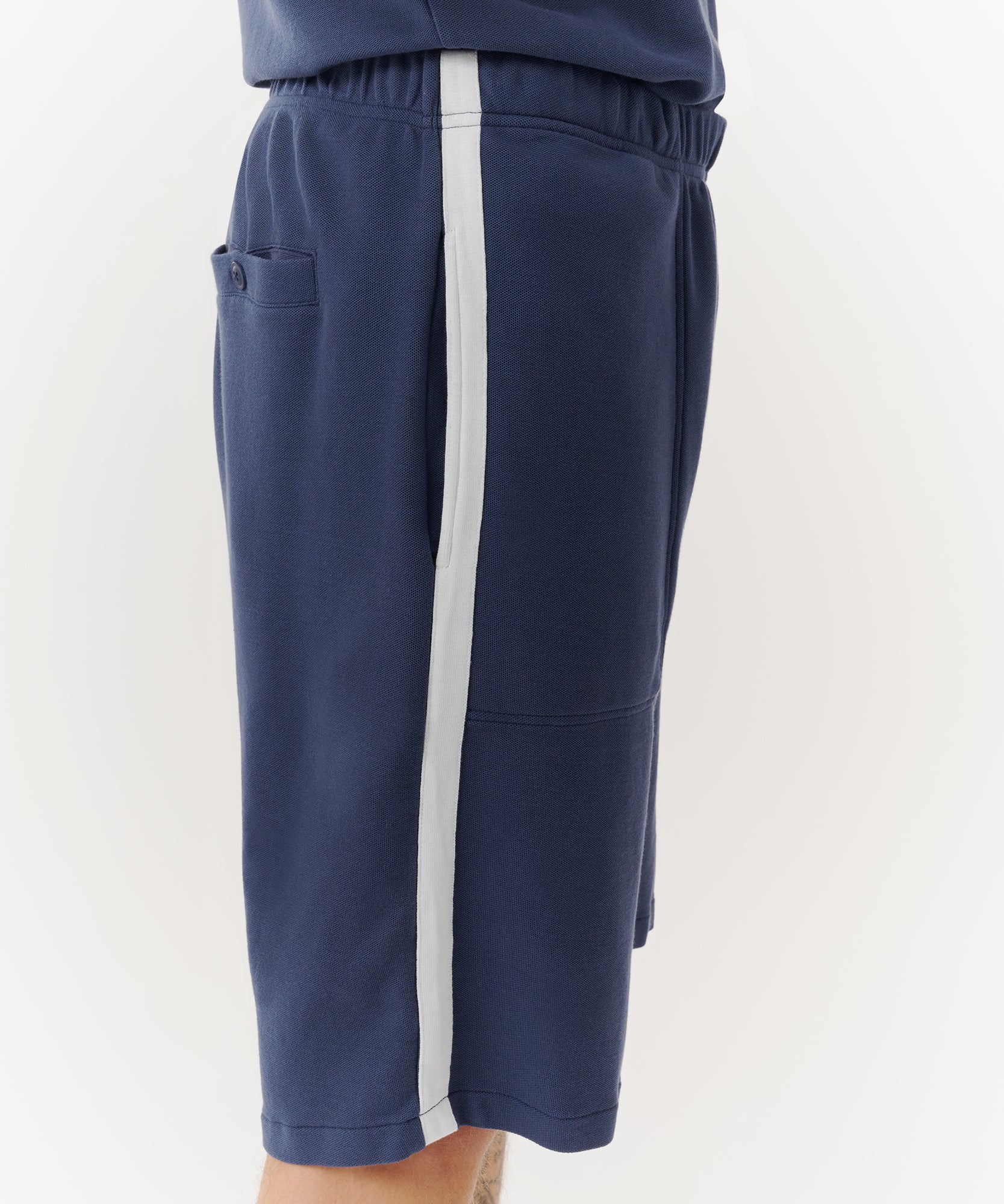 True Navy Cotton Pique Pull-On Shorts | Men's Shorts by ATM Anthony Thomas Melillo
