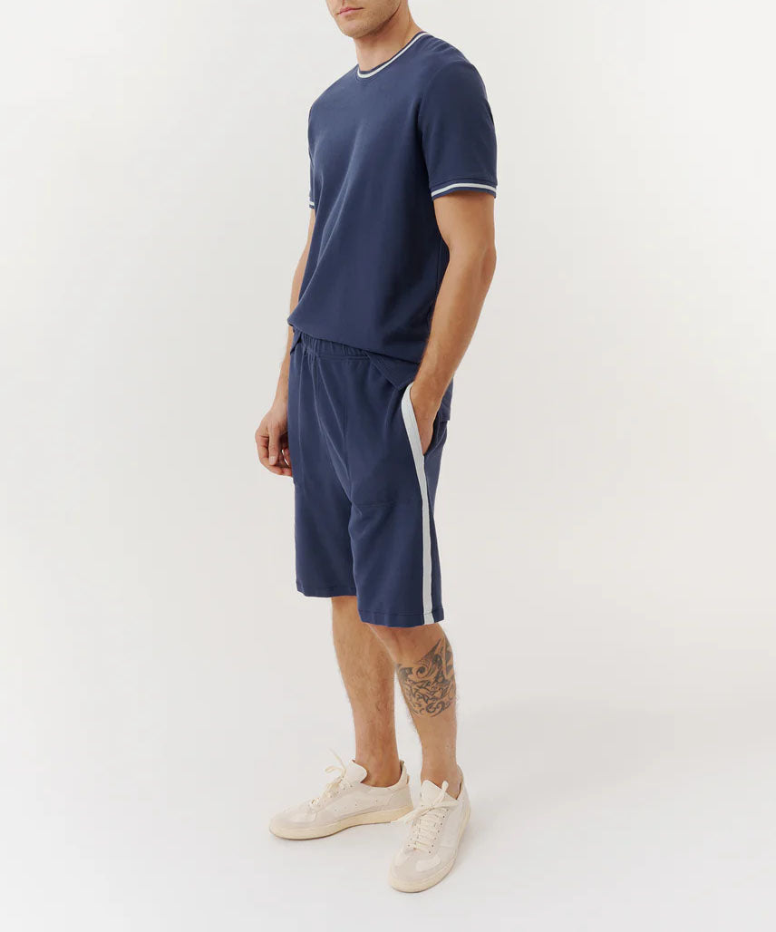 True Navy Cotton Pique Pull-On Shorts | Men's Shorts by ATM Anthony Thomas Melillo