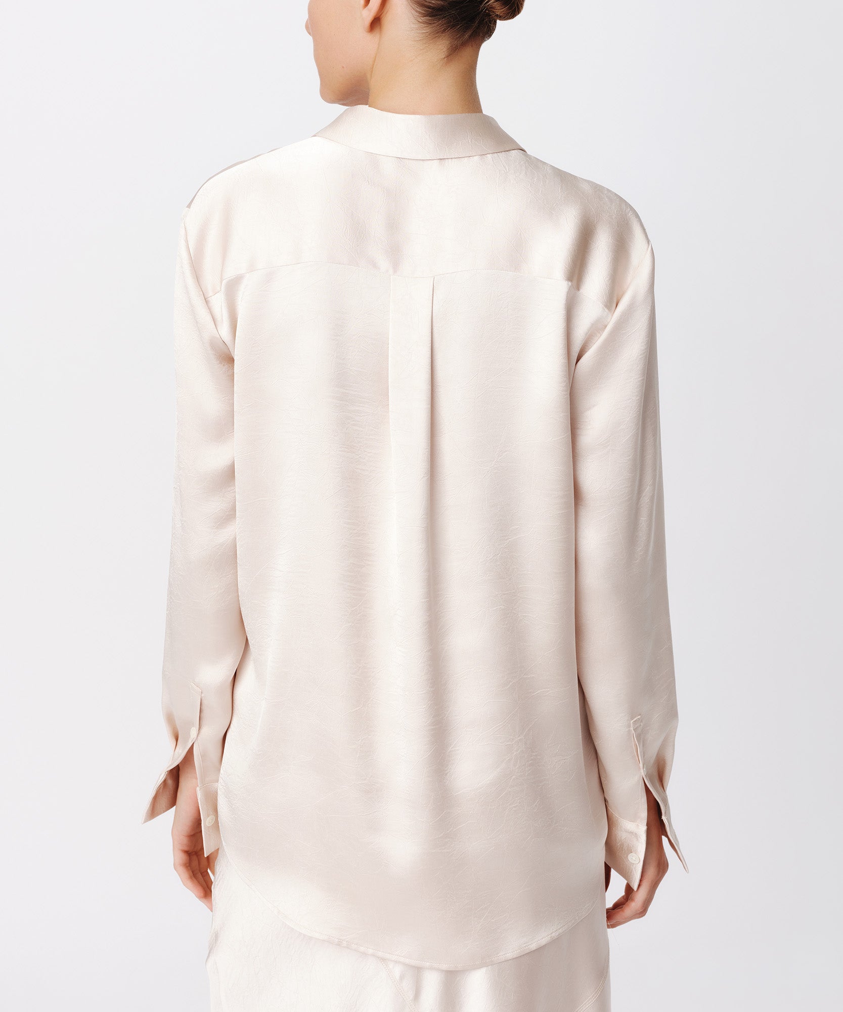 Cracked Satin Boyfriend Shirt |  Women's Top by ATM Anthony Thomas Melillo