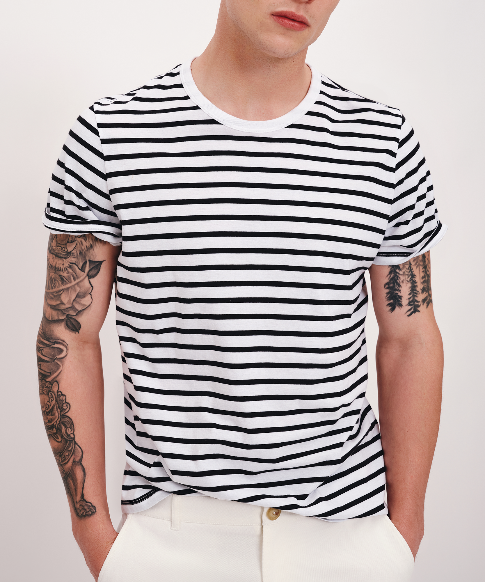 Classic Jersey Stripe Short Sleeve Crew Neck Tee |  Men's Short Sleeve Tee by ATM Anthony Thomas Melillo