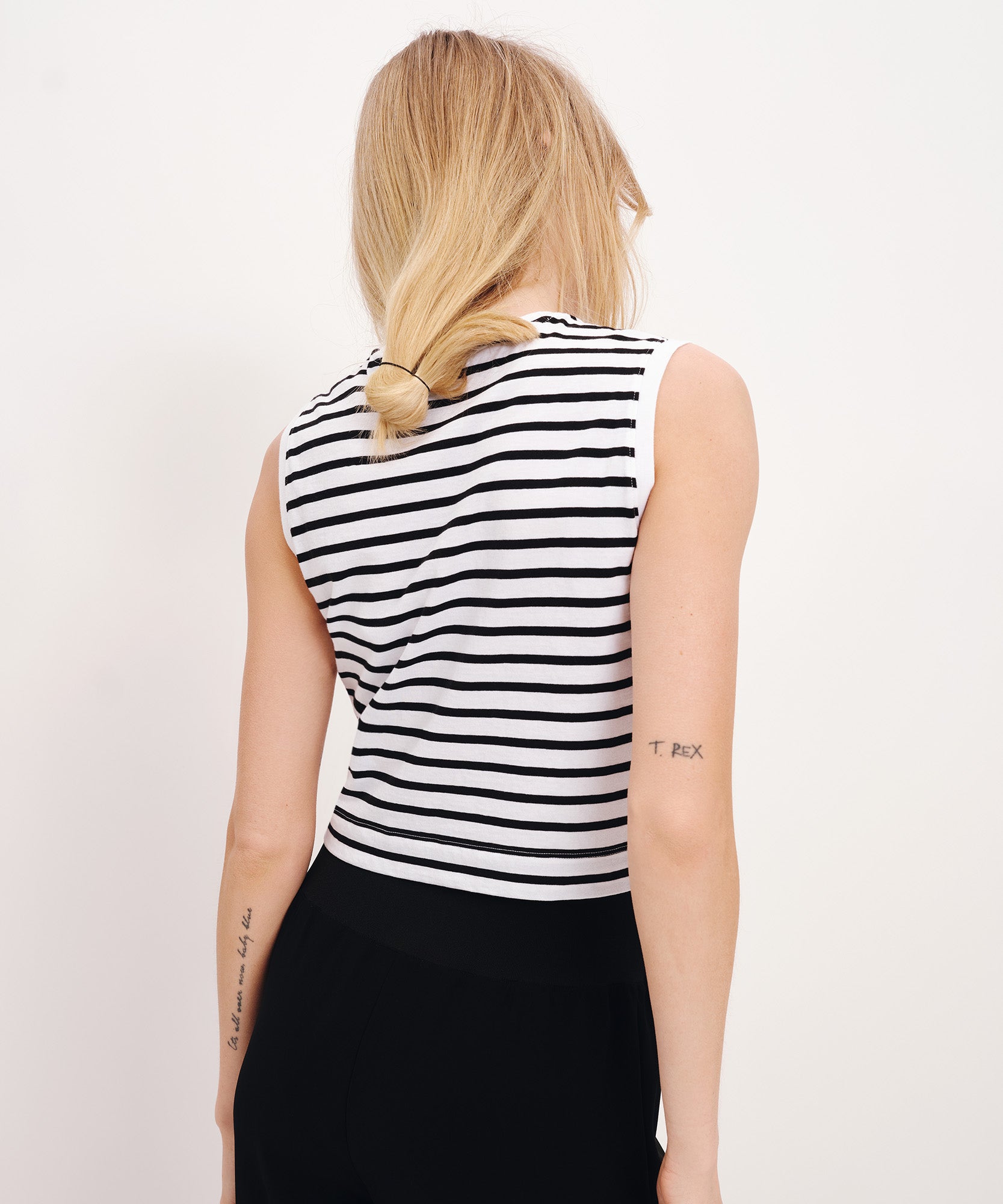 Classic Jersey Stripe Sleeveless Cropped Muscle Tee |  Women's Tank by ATM Anthony Thomas Melillo