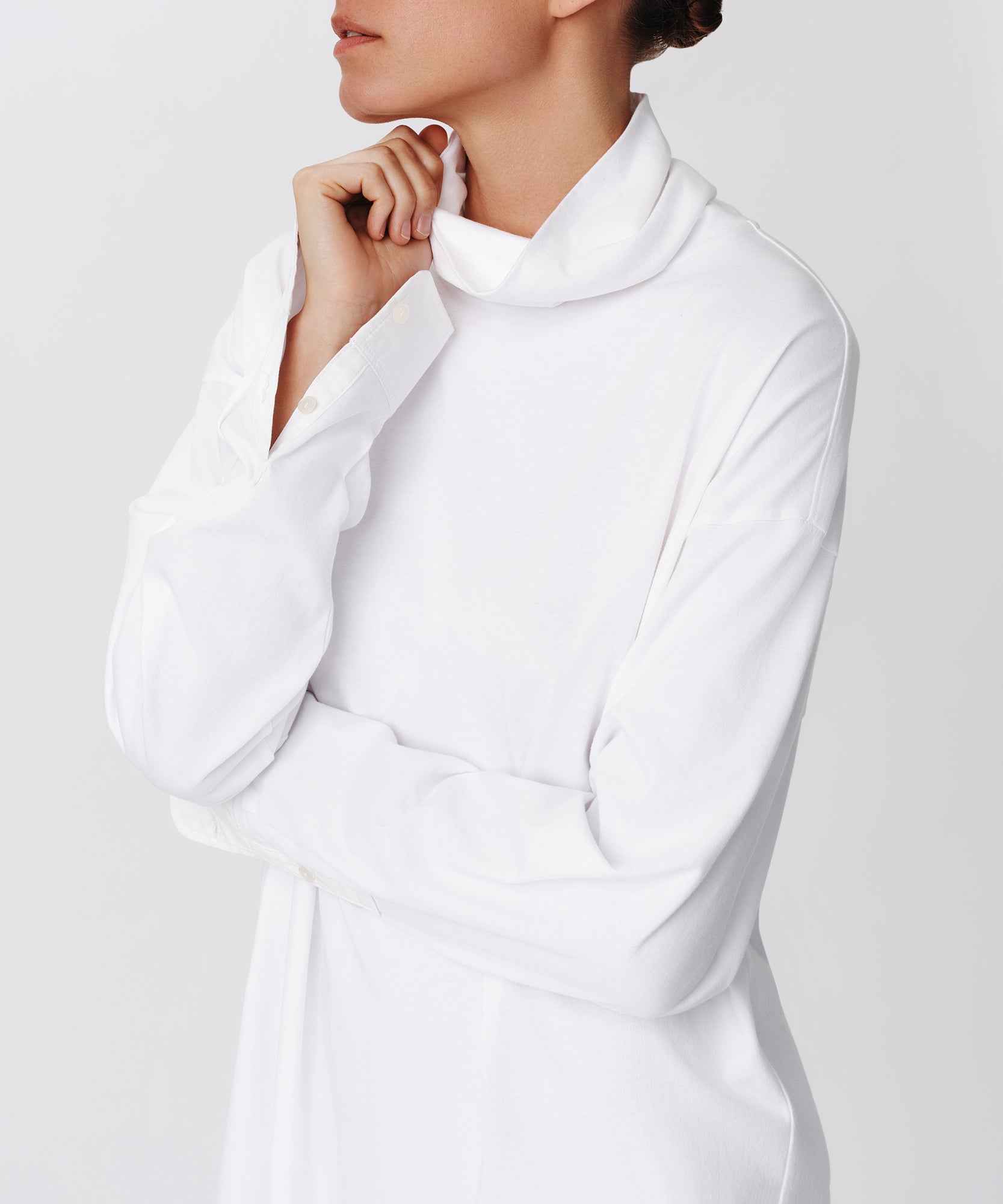 Heavyweight Jersey Mixed Media Turtleneck Dress |  Women's Dress by ATM Anthony Thomas Melillo