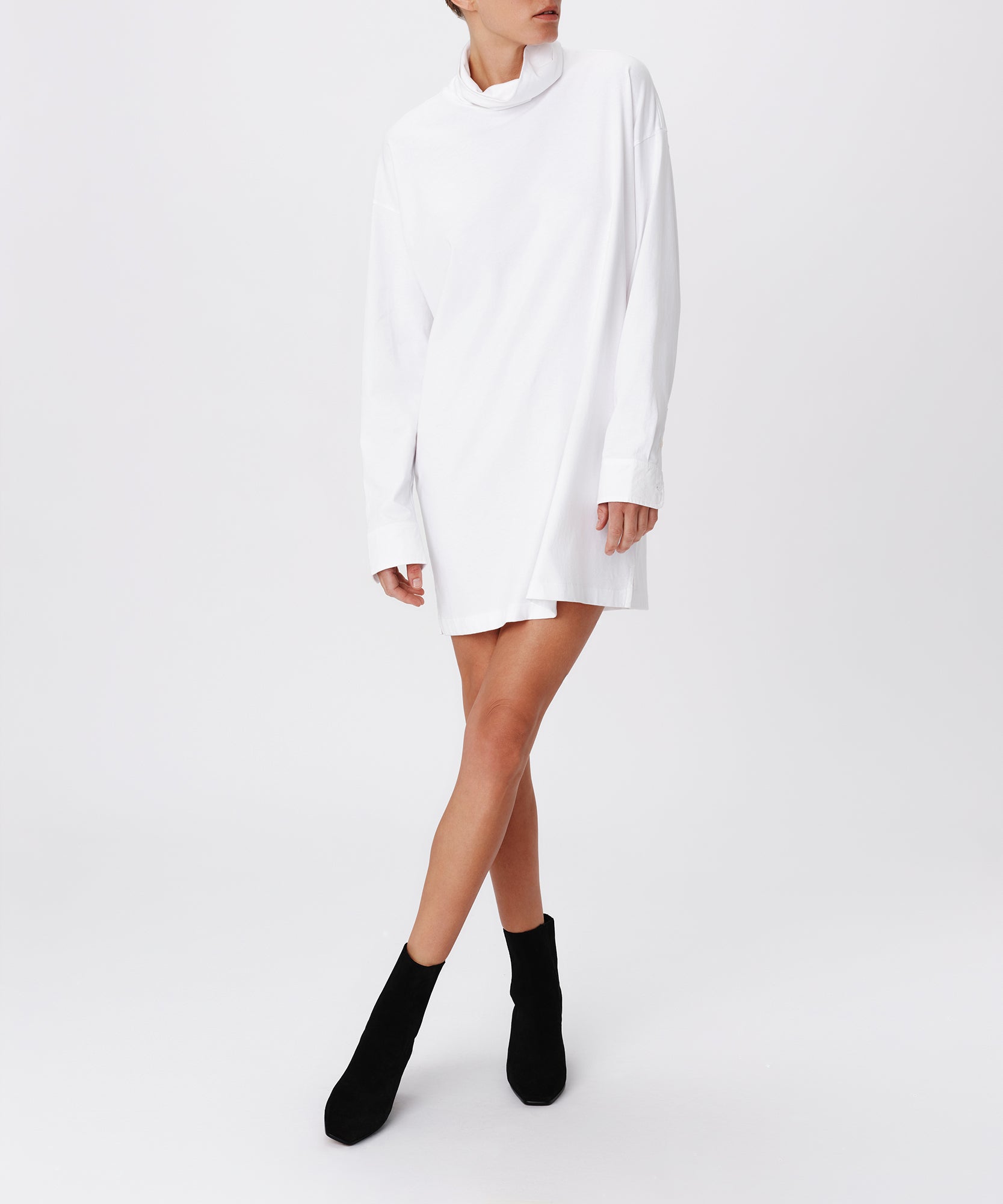 Heavyweight Jersey Mixed Media Turtleneck Dress |  Women's Dress by ATM Anthony Thomas Melillo
