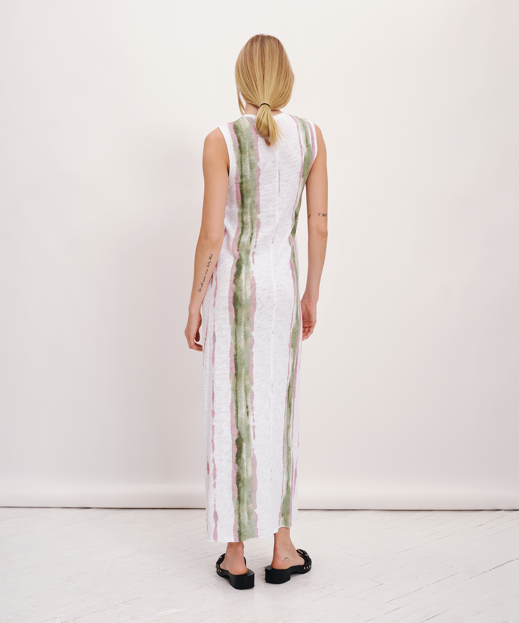 Slub Jersey with Paintstroke Sleeveless Maxi Dress |  Women's Dress by ATM Anthony Thomas Melillo