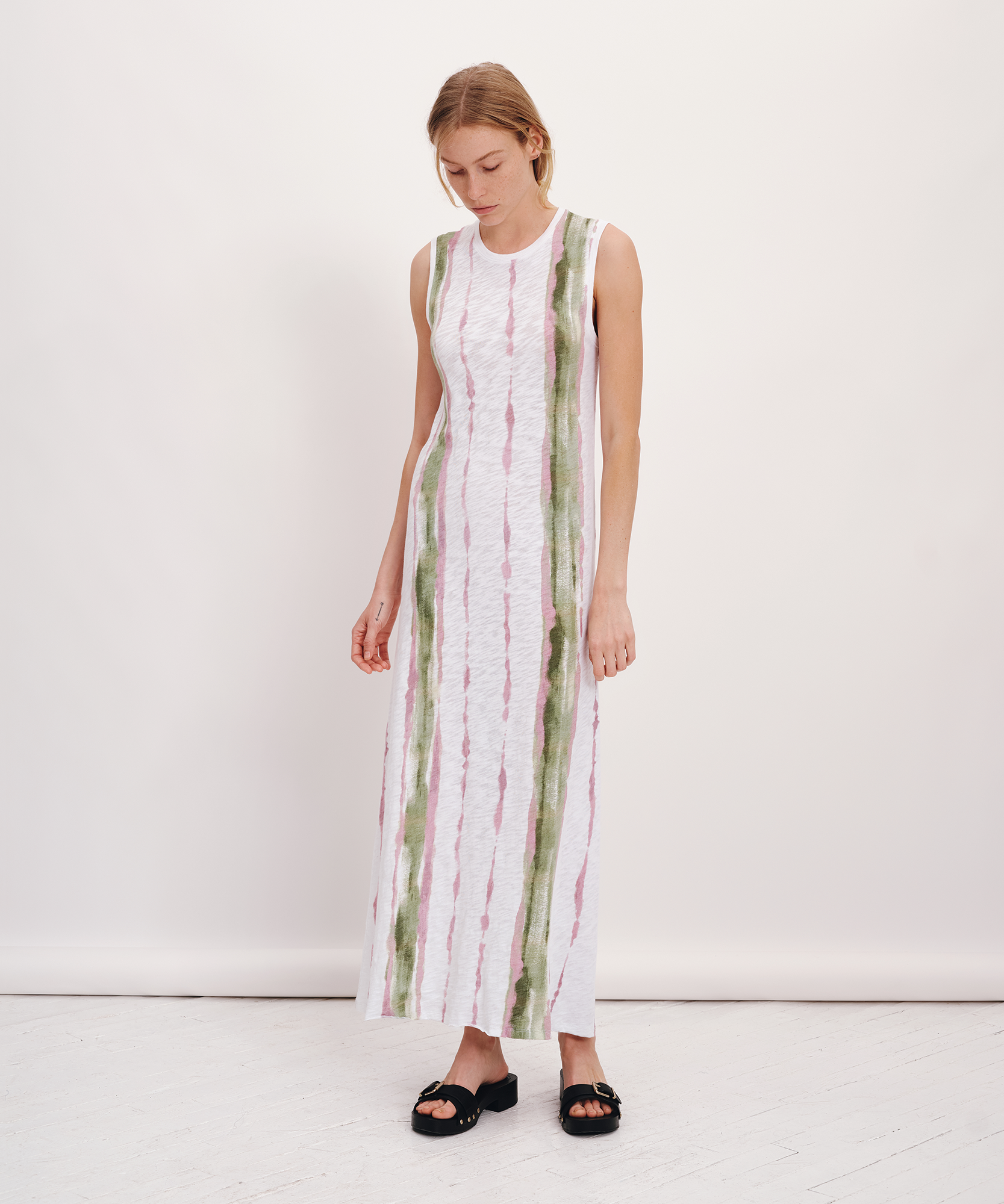 Slub Jersey with Paintstroke Sleeveless Maxi Dress |  Women's Dress by ATM Anthony Thomas Melillo