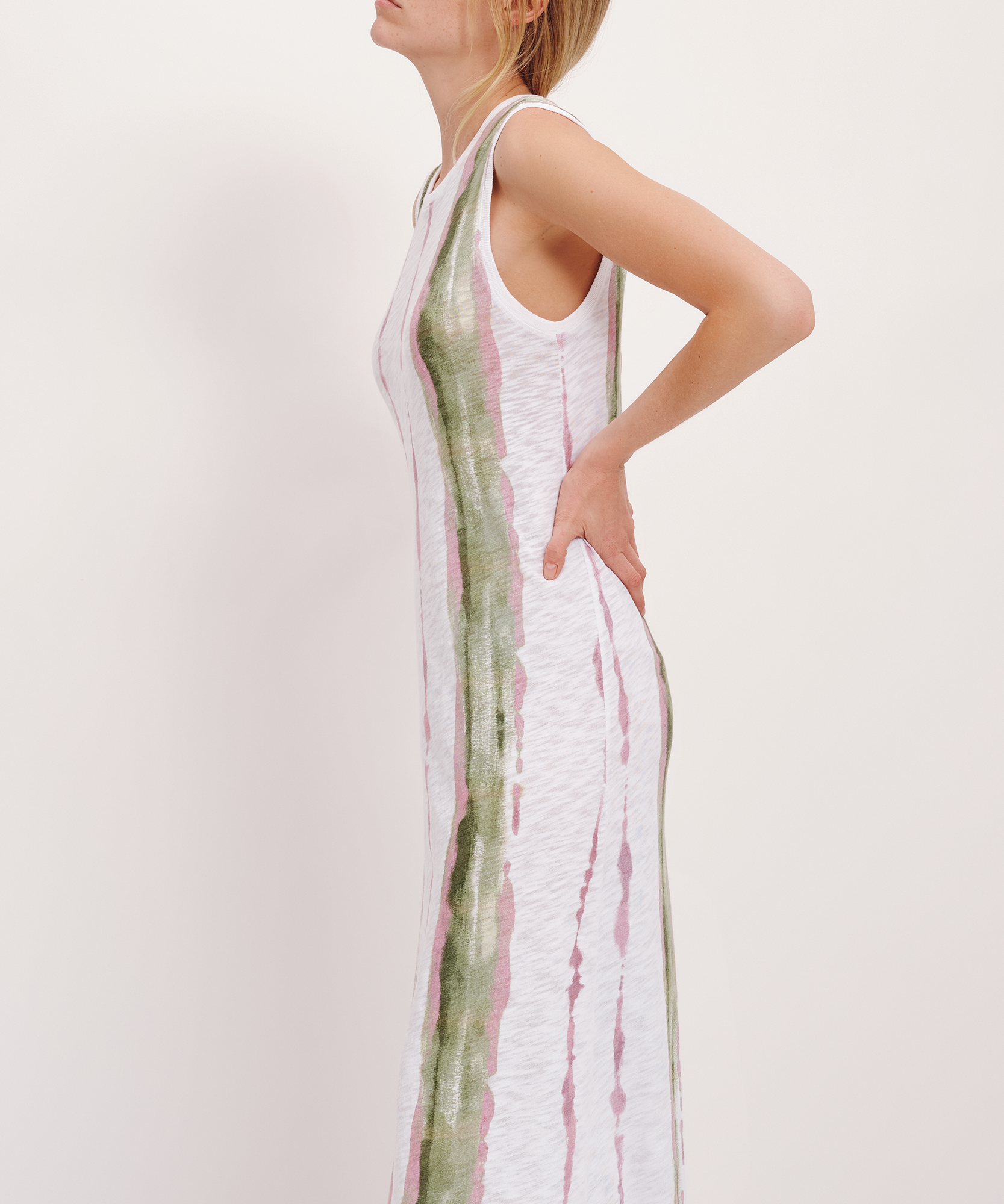 Slub Jersey with Paintstroke Sleeveless Maxi Dress |  Women's Dress by ATM Anthony Thomas Melillo