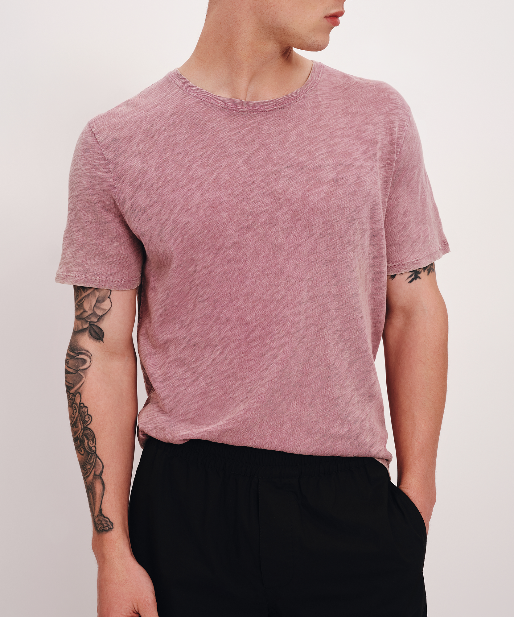 Slub Jersey with Chroma Wash Short Sleeve Crew Neck Tee |  Men's Cotton Short Sleeve Tee by ATM Anthony Thomas Melillo