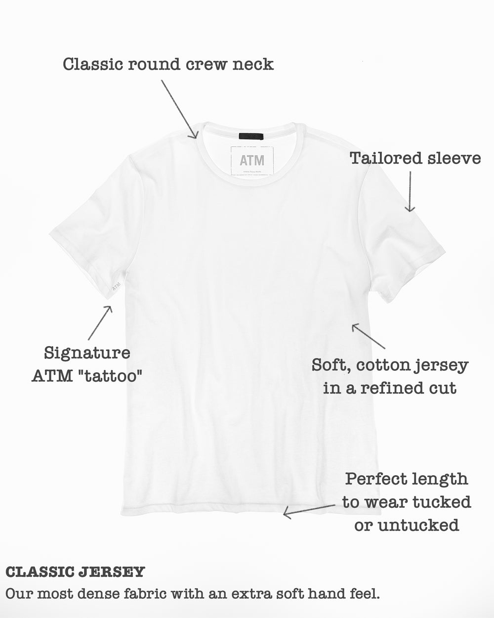 Grey Classic Jersey Crew Neck Tee - Men's Cotton Short Sleeve T-shirt by ATM Anthony Thomas Melillo