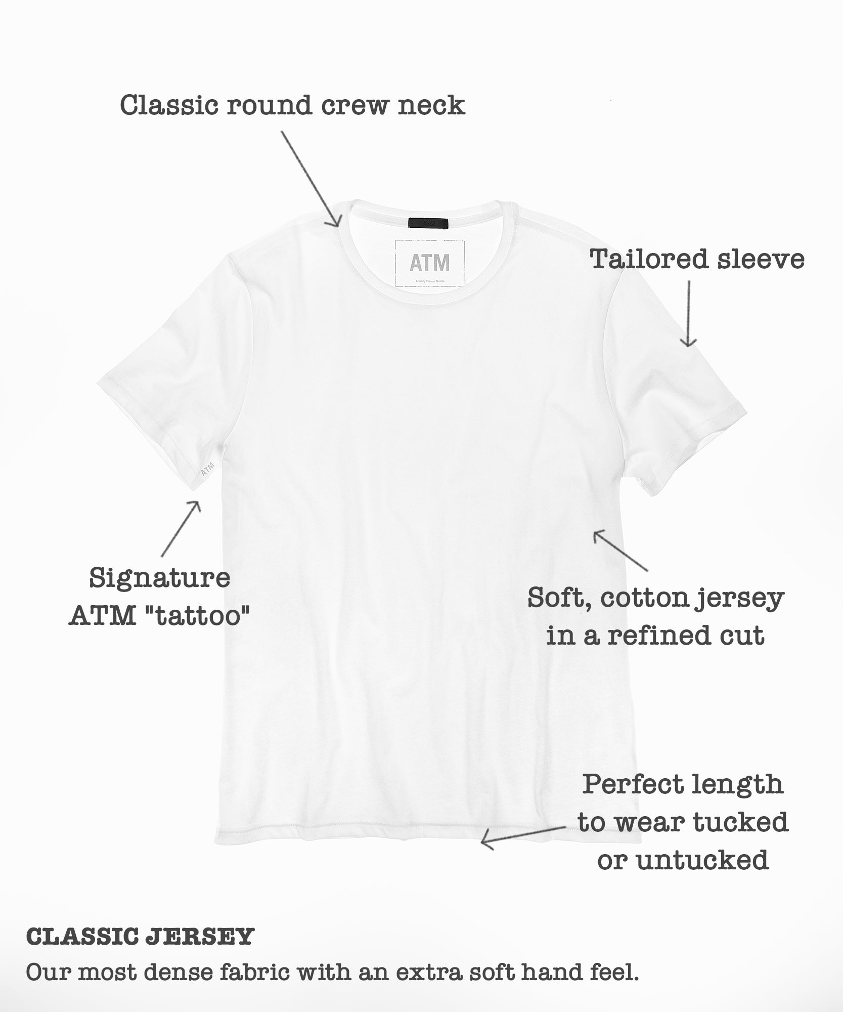 Grey Classic Jersey Crew Neck Tee - Men's Cotton Short Sleeve T-shirt by ATM Anthony Thomas Melillo