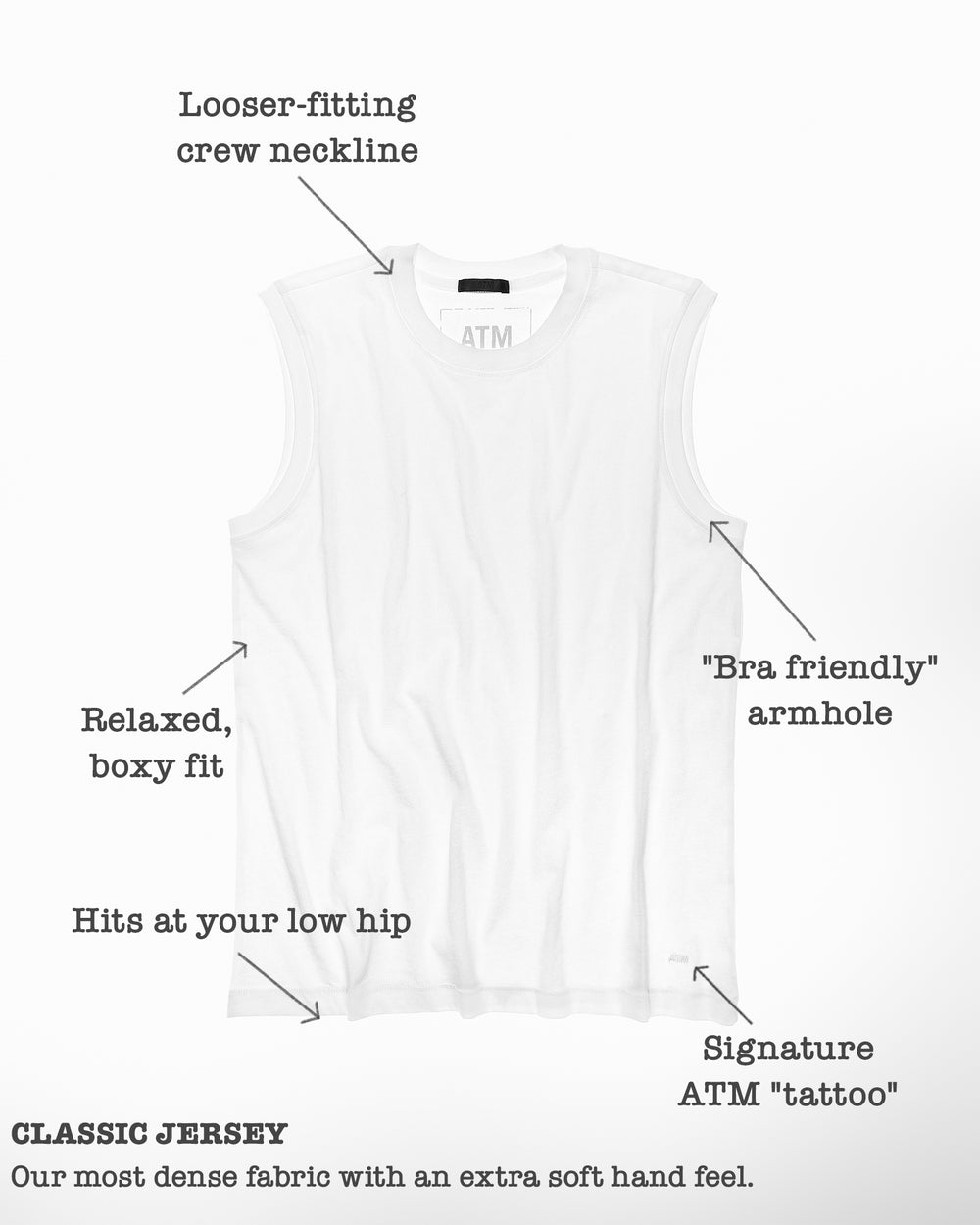 Midnight Classic Jersey Sleeveless Boy Tee - Women's Cotton Sleeveless T-shirt by ATM Anthony Thomas Melillo