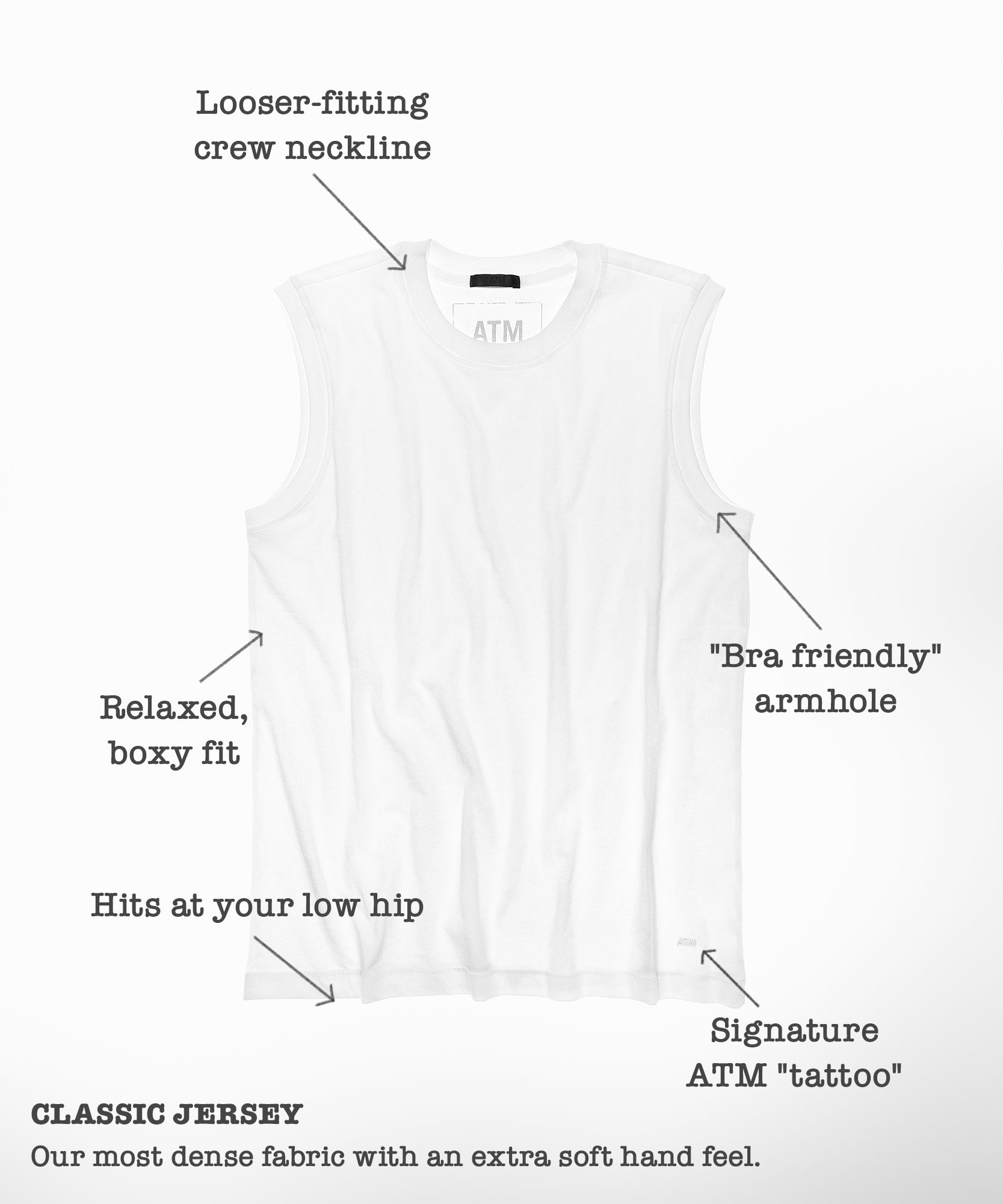Midnight Classic Jersey Sleeveless Boy Tee - Women's Cotton Sleeveless T-shirt by ATM Anthony Thomas Melillo