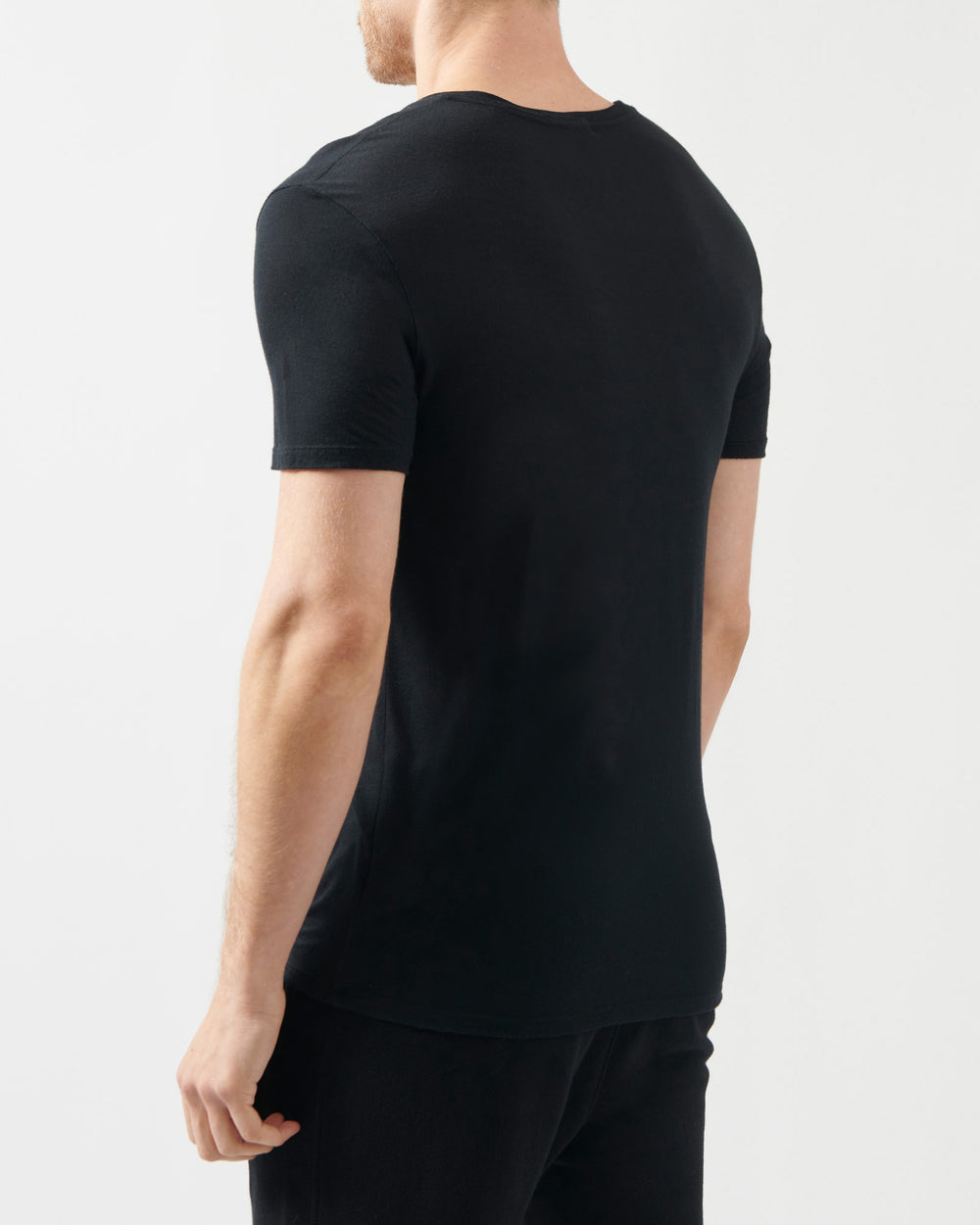 Black Modal Jersey V-Neck Tee | Men's Jersey Short Sleeve Tee by ATM Anthony Thomas Melillo