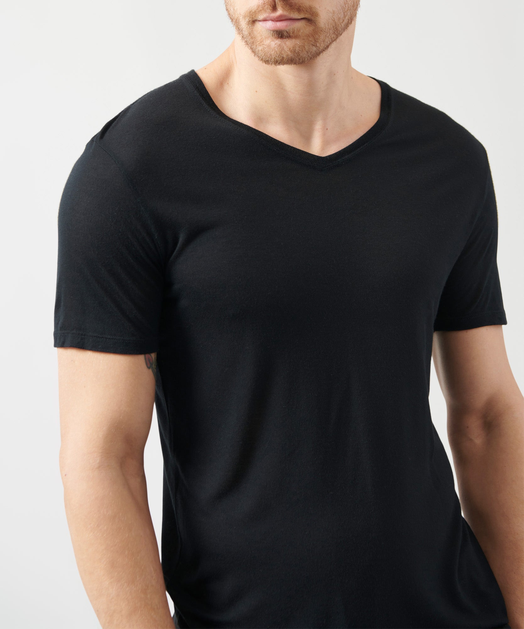 Black Modal Jersey V-Neck Tee | Men's Jersey Short Sleeve Tee by ATM Anthony Thomas Melillo