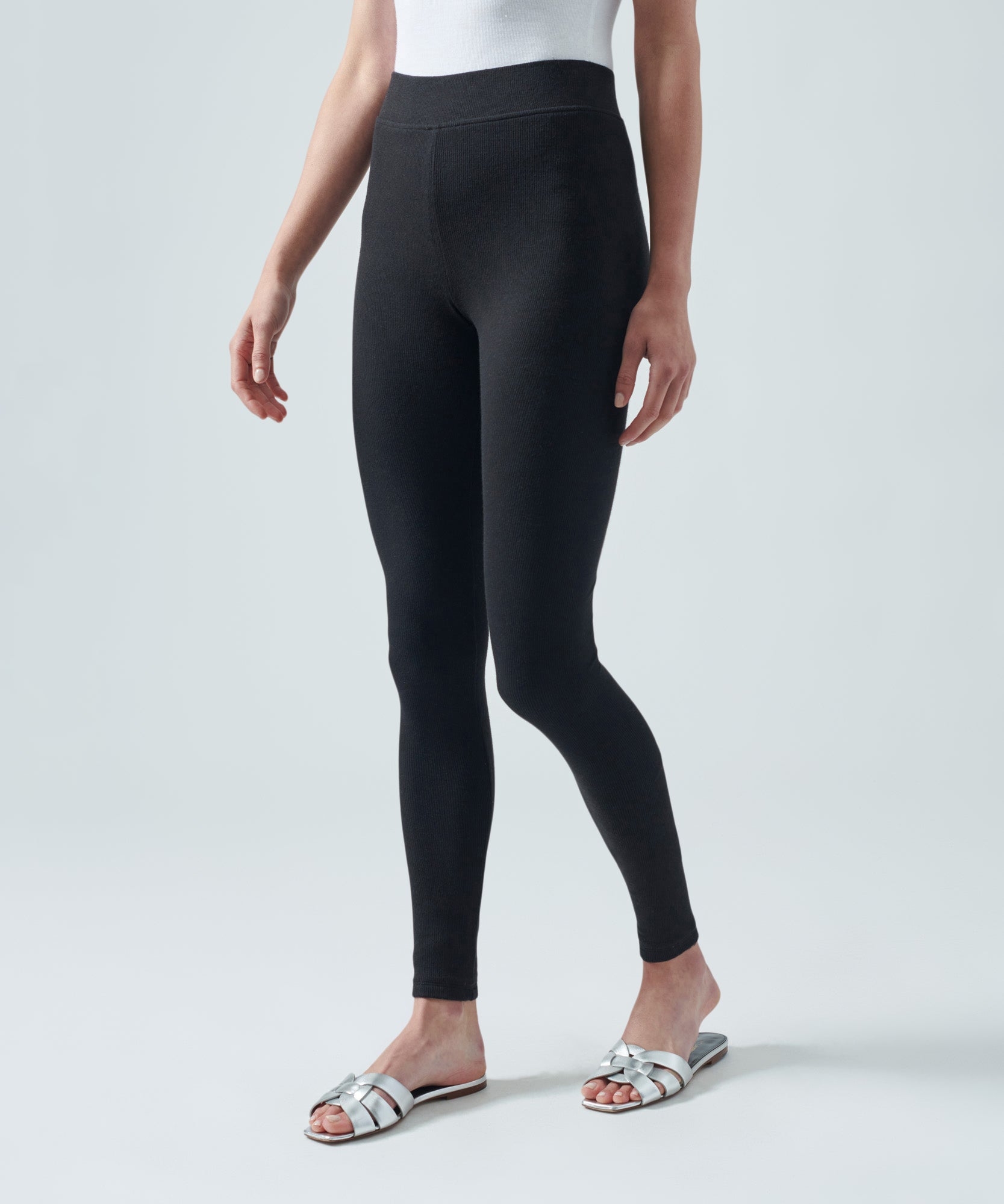 Black Modal Rib High Waisted Legging | Women's Ribbed Leggings by ATM Anthony Thomas Melillo