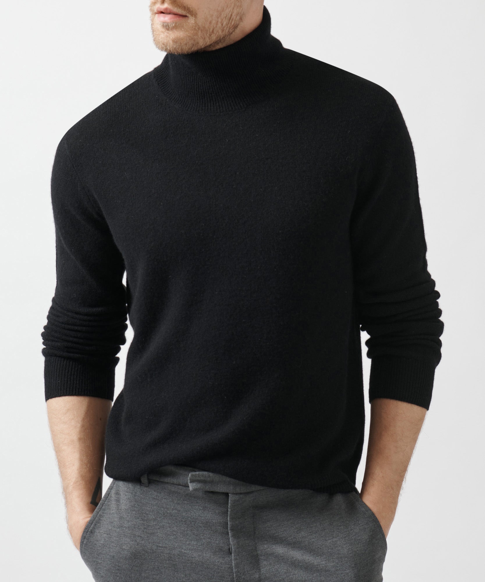 Men's black turtleneck sales shirt