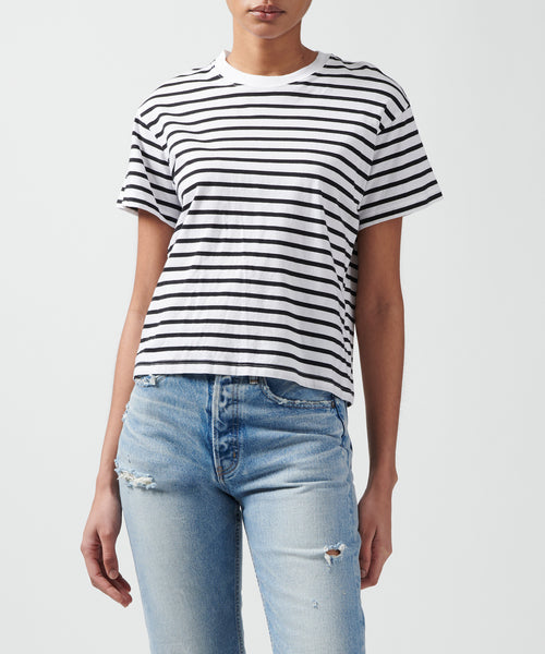 Classic Jersey Short Sleeve Boy Tee - Black/ White Stripe