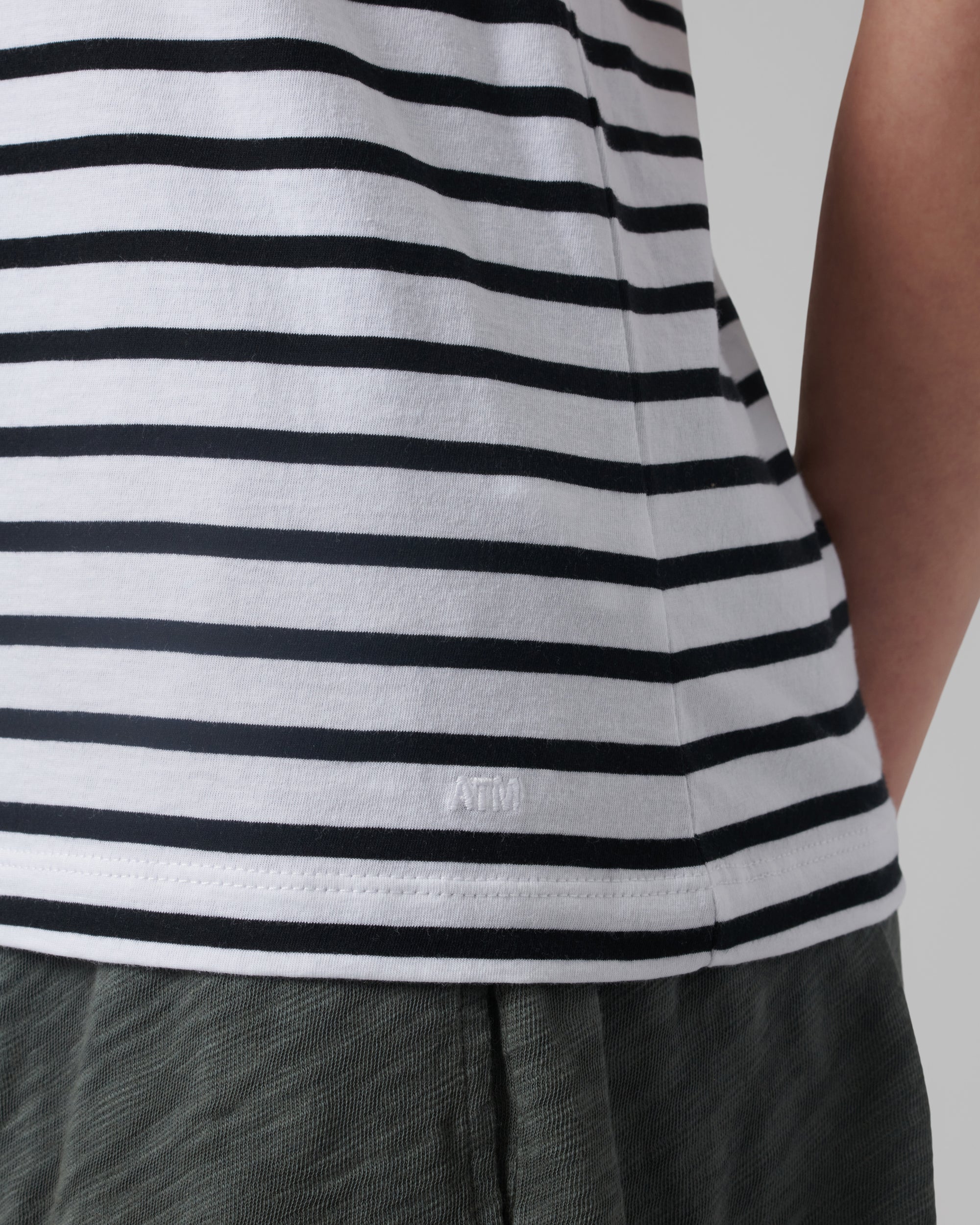 Black White Stripe Classic Jersey Sleeveless Boy Tee | Women's Sleeveless T-Shirt by ATM Anthony Thomas Melillo