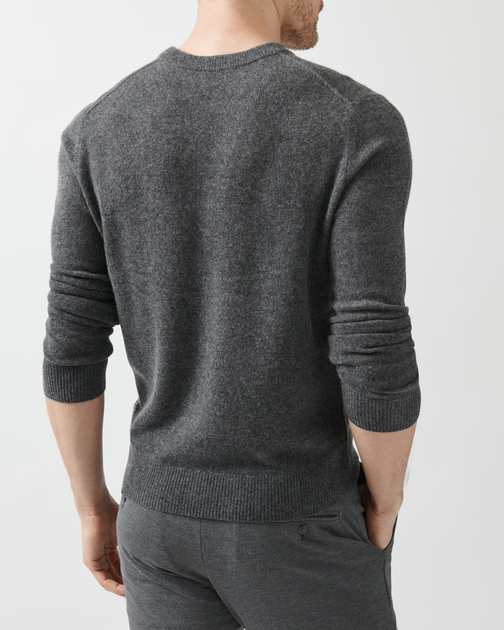 Heather Charcoal Recycled Cashmere Exposed Seam V-Neck Sweater | Men's Sweater by ATM Anthony Thomas Melillo