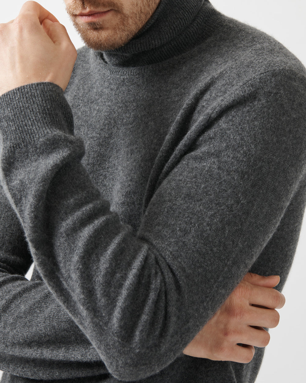 Heather Charcoal Recycled Cashmere Turtleneck Sweater | Men's Sweater by ATM Anthony Thomas Melillo