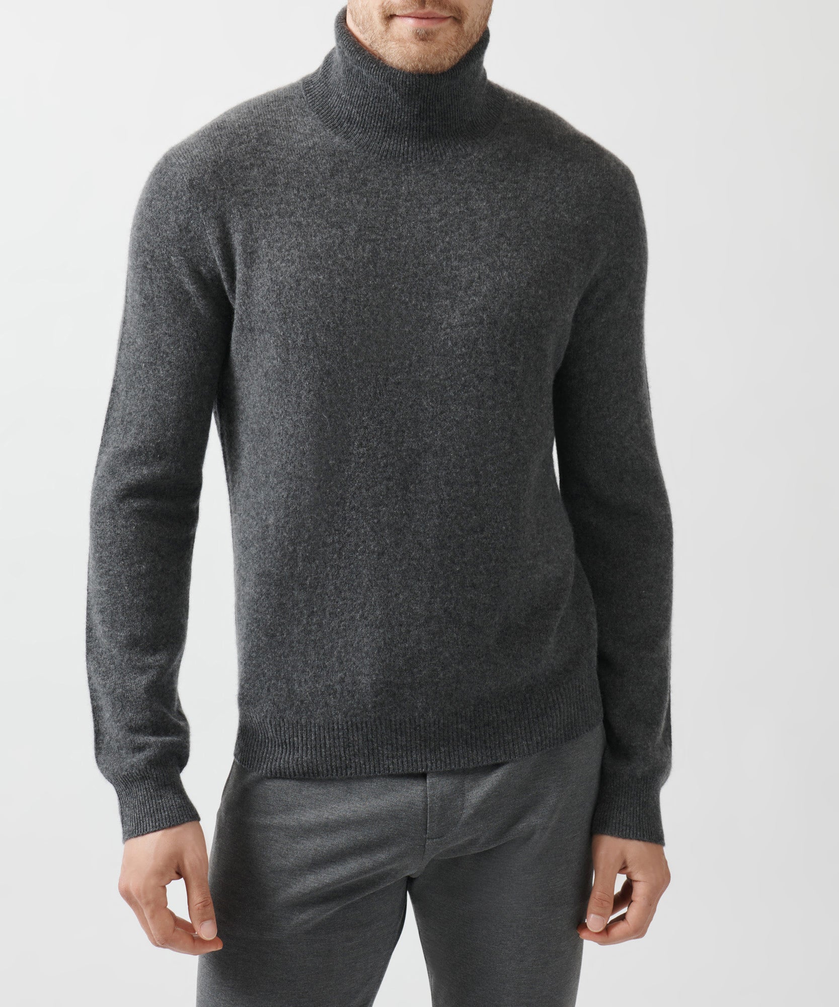 Heather Charcoal Recycled Cashmere Turtleneck Sweater | Men's Sweater by ATM Anthony Thomas Melillo