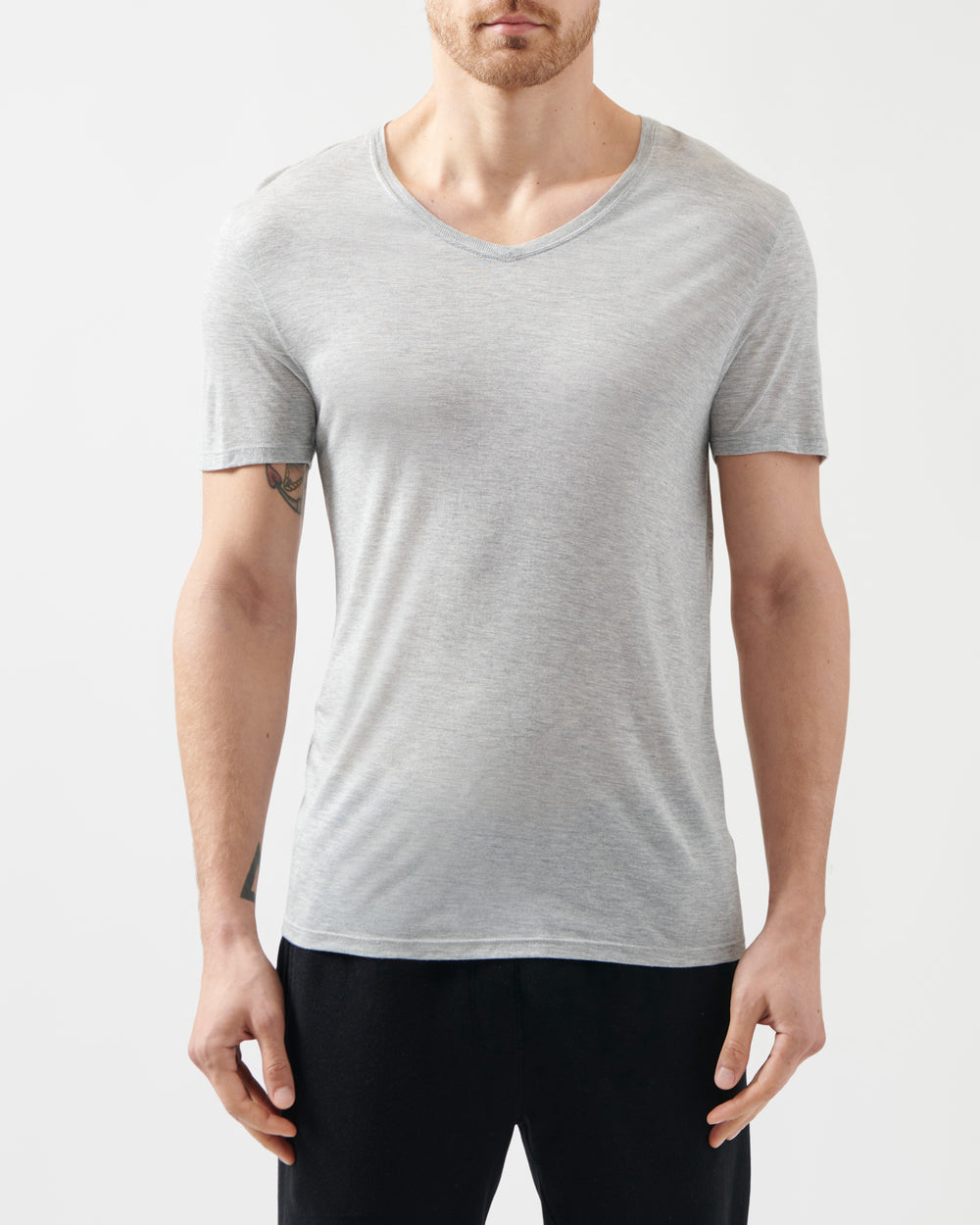 Heather Grey Modal Jersey V-Neck Tee | Men's Jersey Short Sleeve Tee by ATM Anthony Thomas Melillo
