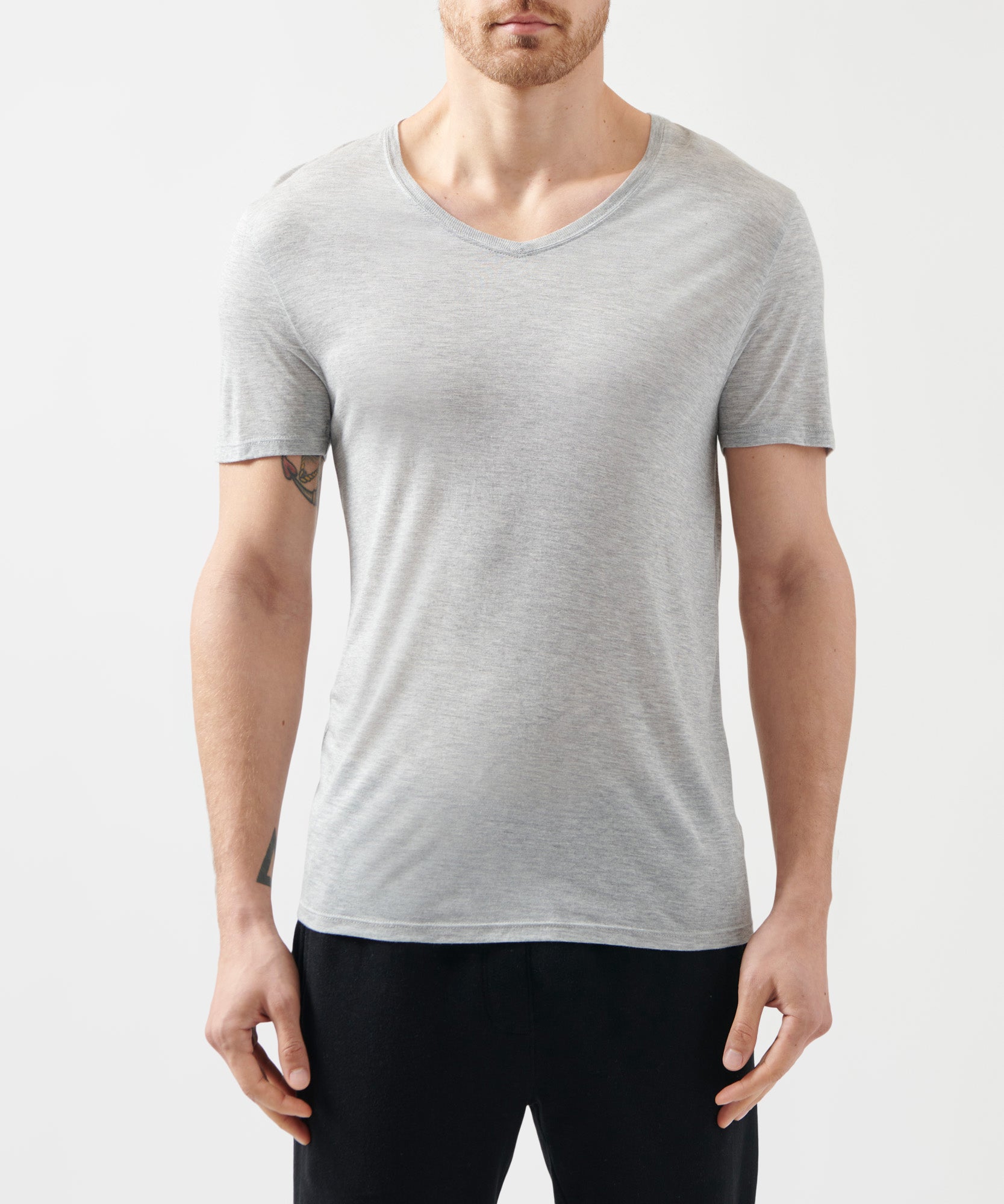 Heather Grey Modal Jersey V-Neck Tee | Men's Jersey Short Sleeve Tee by ATM Anthony Thomas Melillo