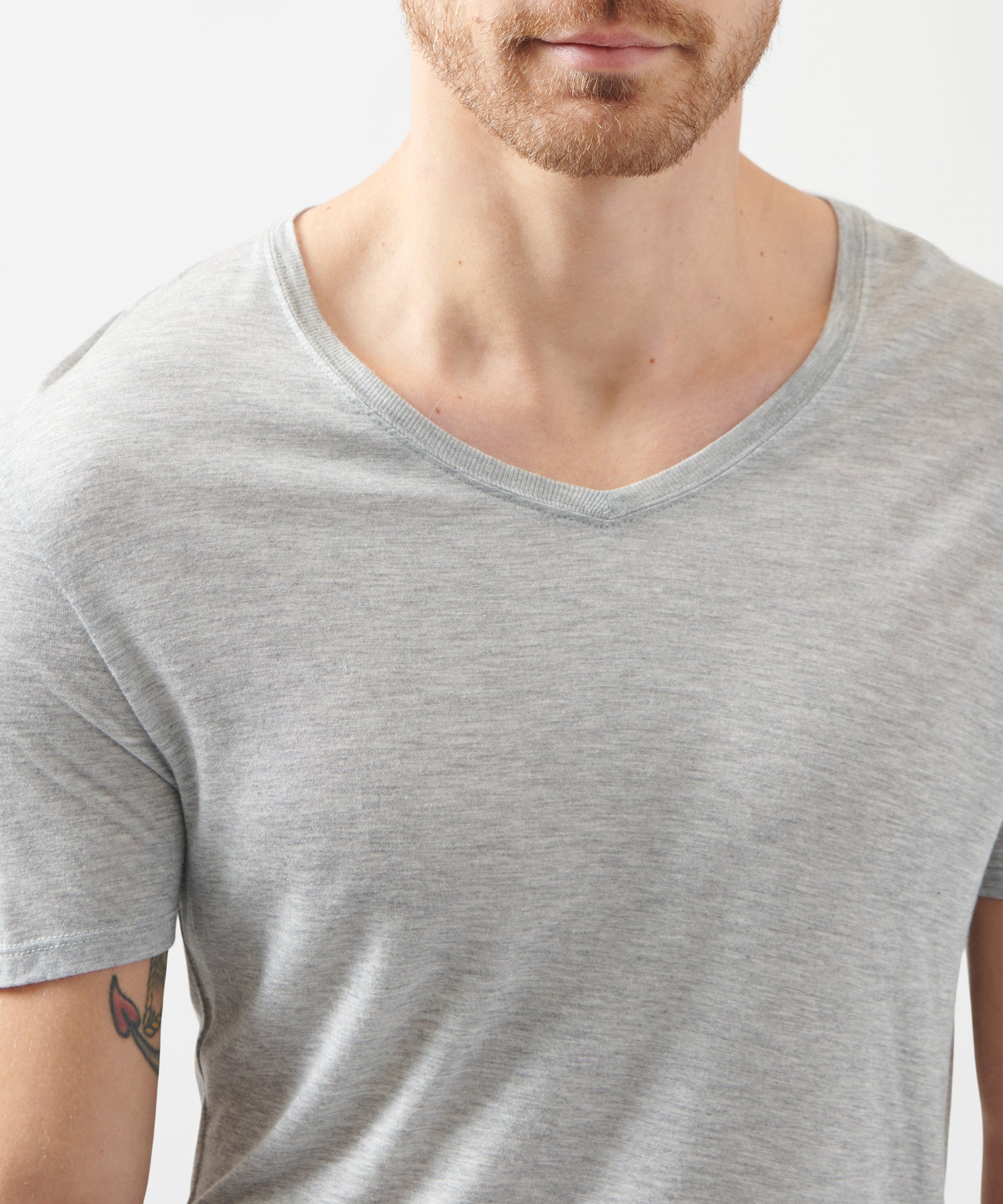 Heather Grey Modal Jersey V-Neck Tee | Men's Jersey Short Sleeve Tee by ATM Anthony Thomas Melillo
