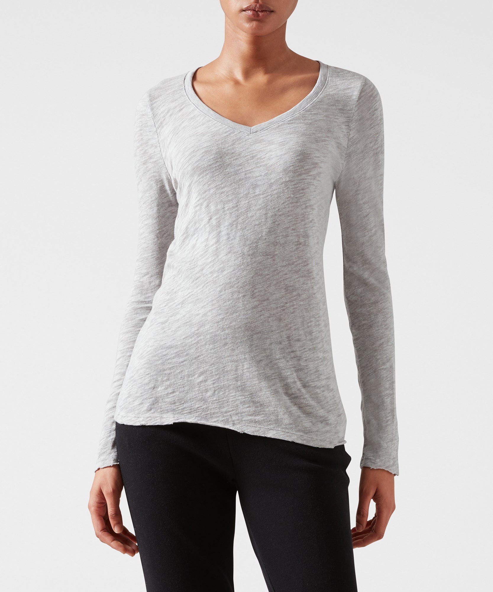 Slub Jersey Long Sleeve V-Neck Tee - Heather Grey – ATM Anthony