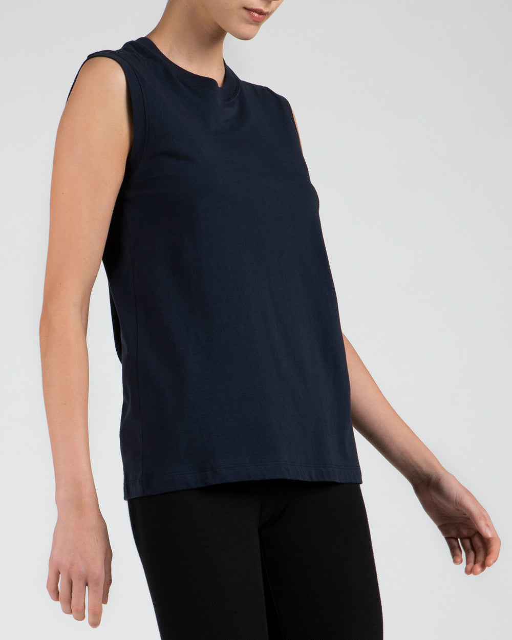 Midnight Classic Jersey Sleeveless Boy Tee - Women's Cotton Sleeveless T-shirt by ATM Anthony Thomas Melillo