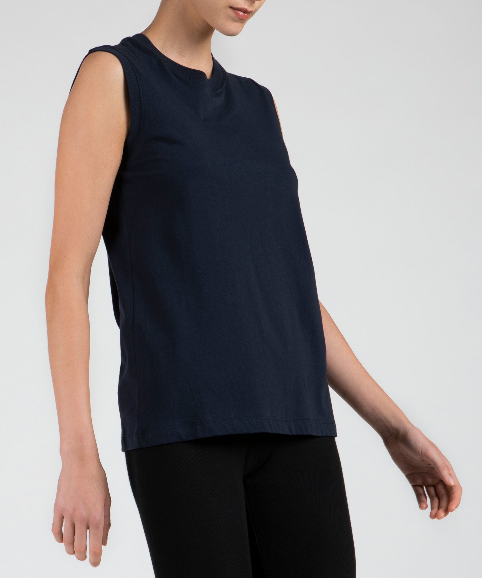 Midnight Classic Jersey Sleeveless Boy Tee - Women's Cotton Sleeveless T-shirt by ATM Anthony Thomas Melillo