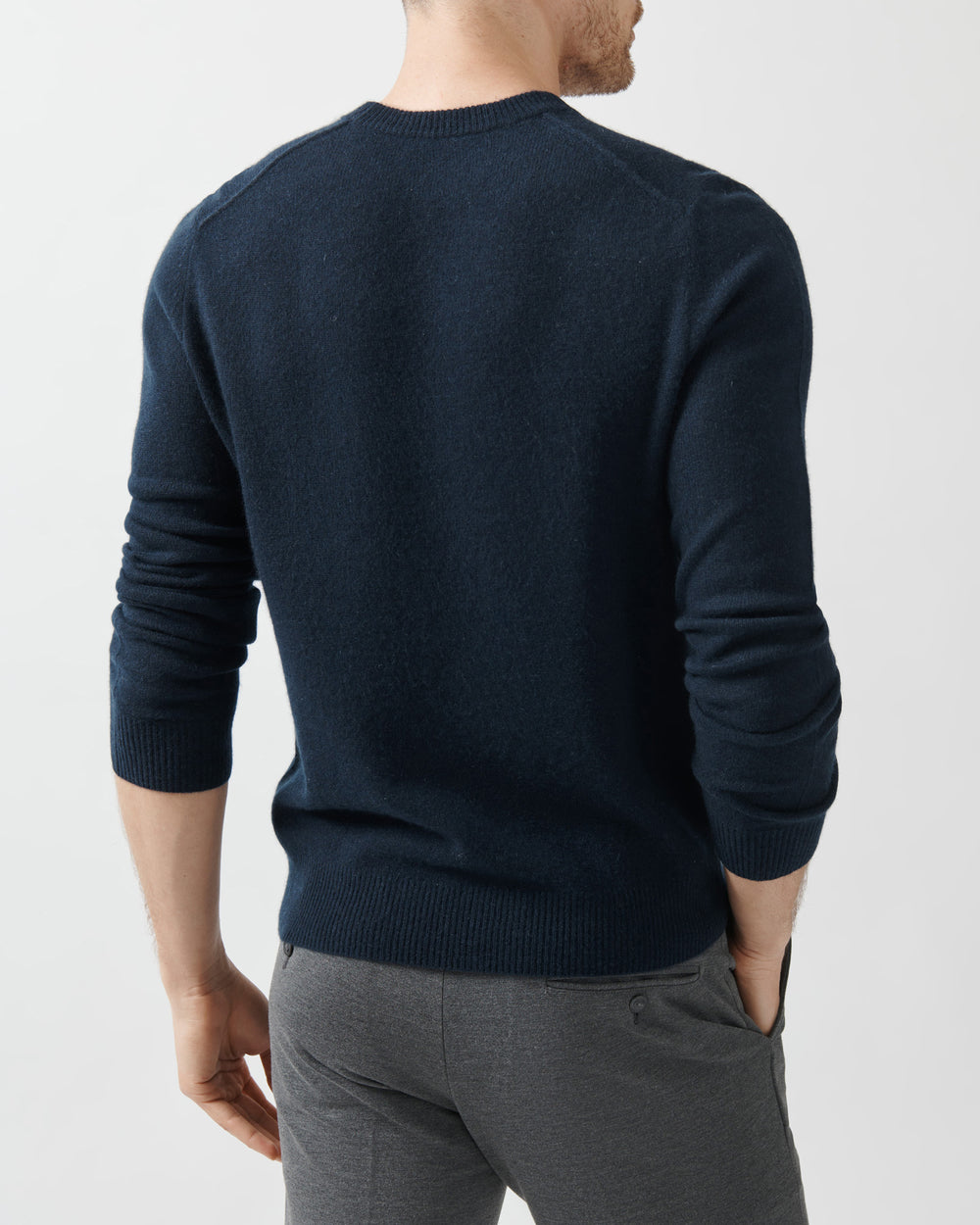 Midnight Recycled Cashmere Exposed Seam Crew Neck Sweater | Men's Sweater by ATM Anthony Thomas Melillo