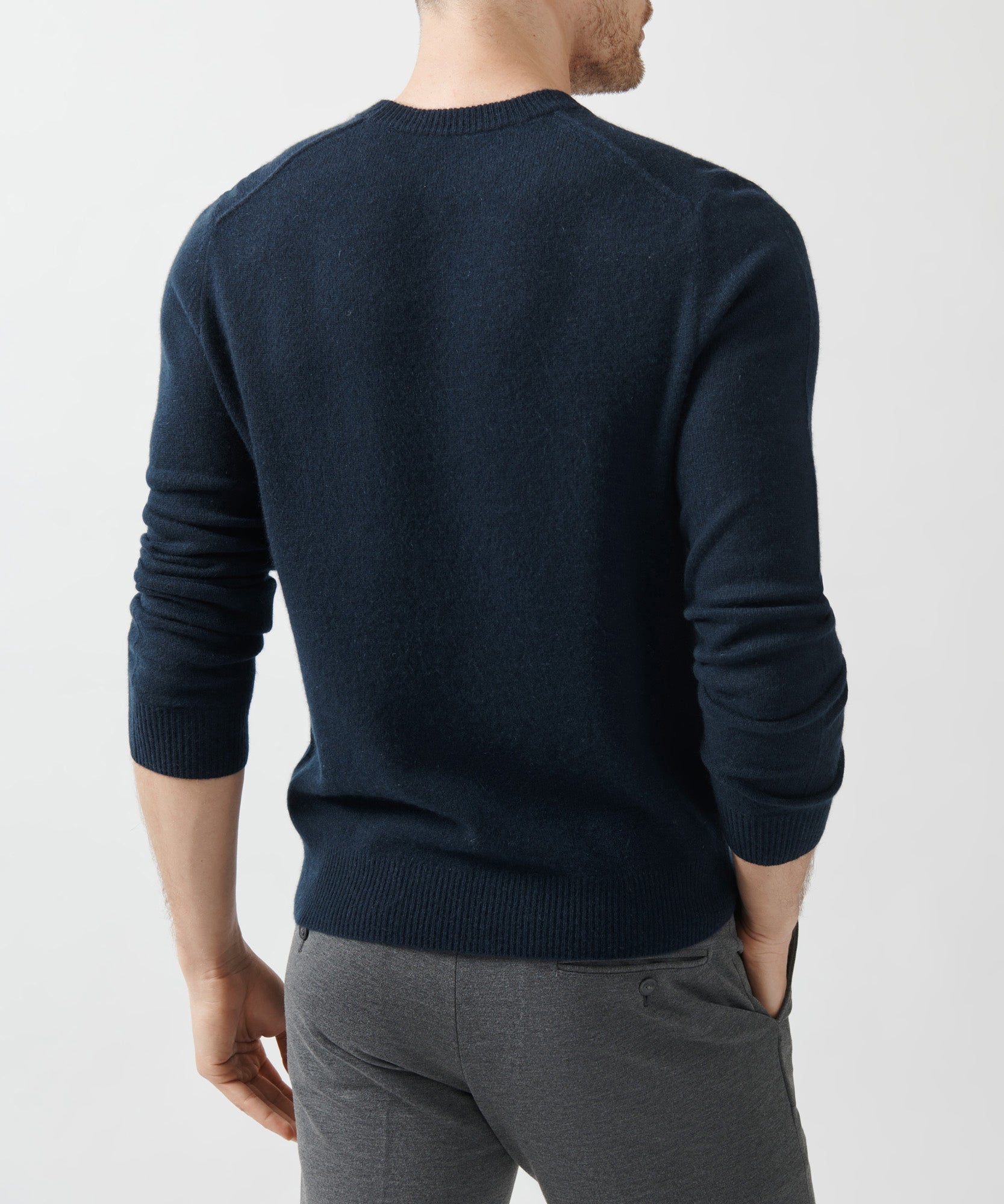 Midnight Recycled Cashmere Exposed Seam Crew Neck Sweater | Men's Sweater by ATM Anthony Thomas Melillo