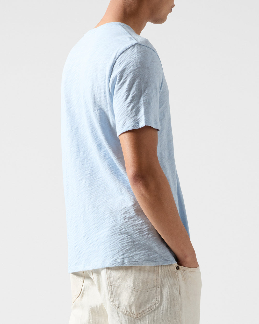 Powder Blue Slub Jersey V-Neck Tee - Men's Cotton Short Sleeve Tee by ATM Anthony Thomas Melill