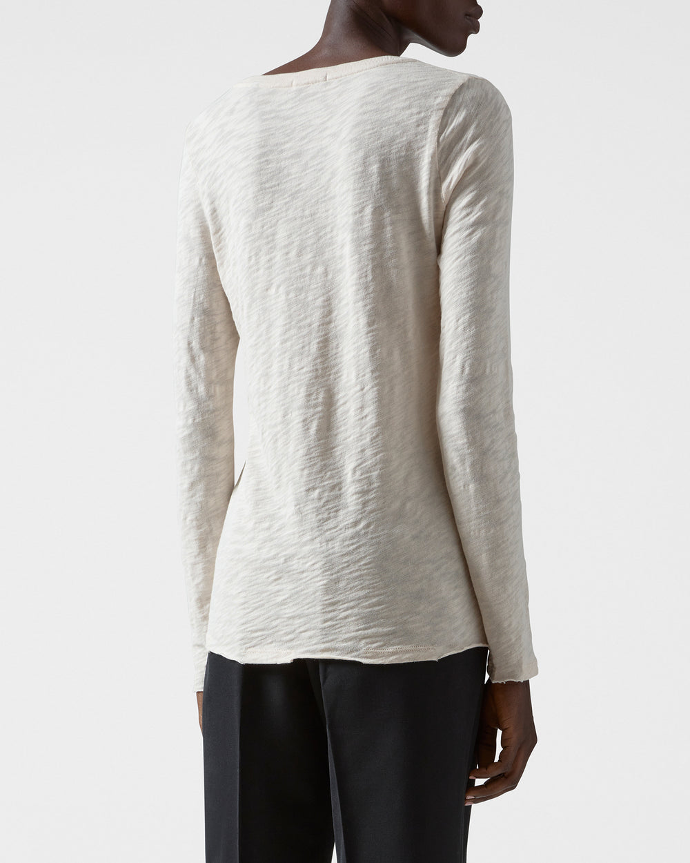 Tan Slub Jersey Long Sleeve V-Neck Tee - Women's Cotton Long Sleeve Tee by ATM Anthony Thomas Melillo