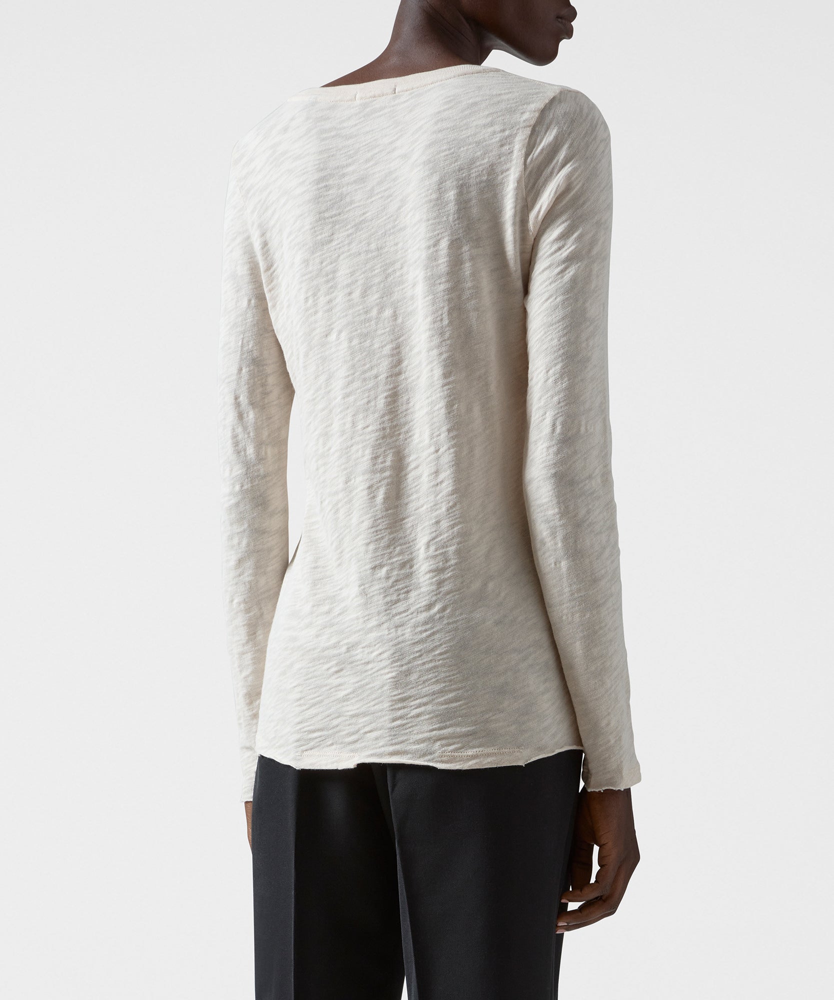 Tan Slub Jersey Long Sleeve V-Neck Tee - Women's Cotton Long Sleeve Tee by ATM Anthony Thomas Melillo